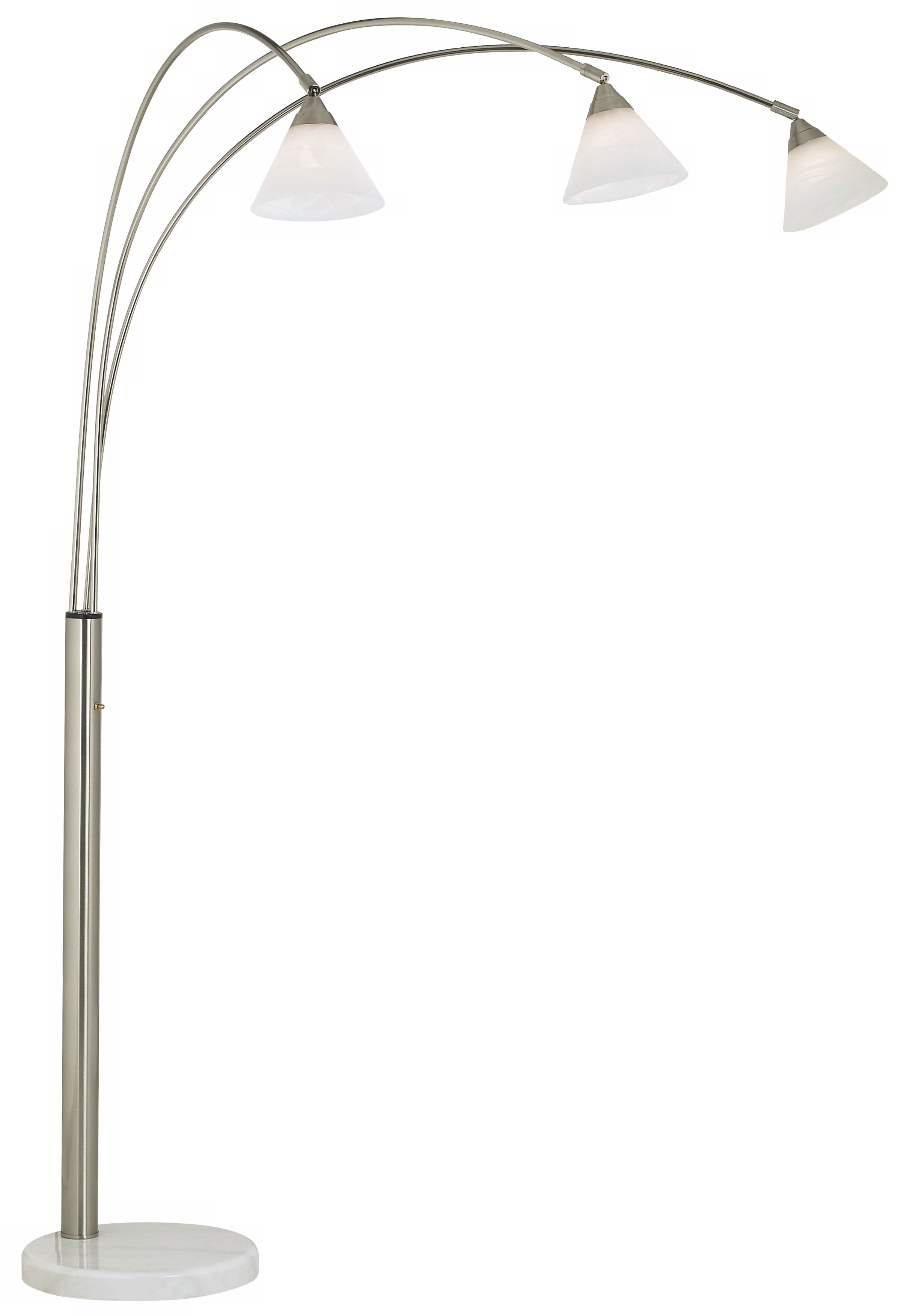 Archway 3-Light Glass Shade Arc Floor Lamp Brushed Steel