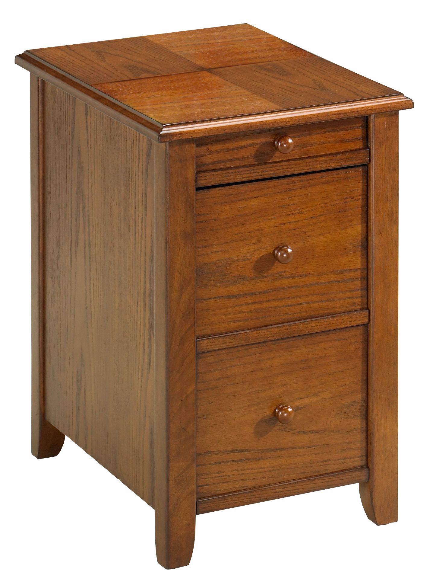 Straight Ahead Oak Finish Storage Magazine Chairside Table