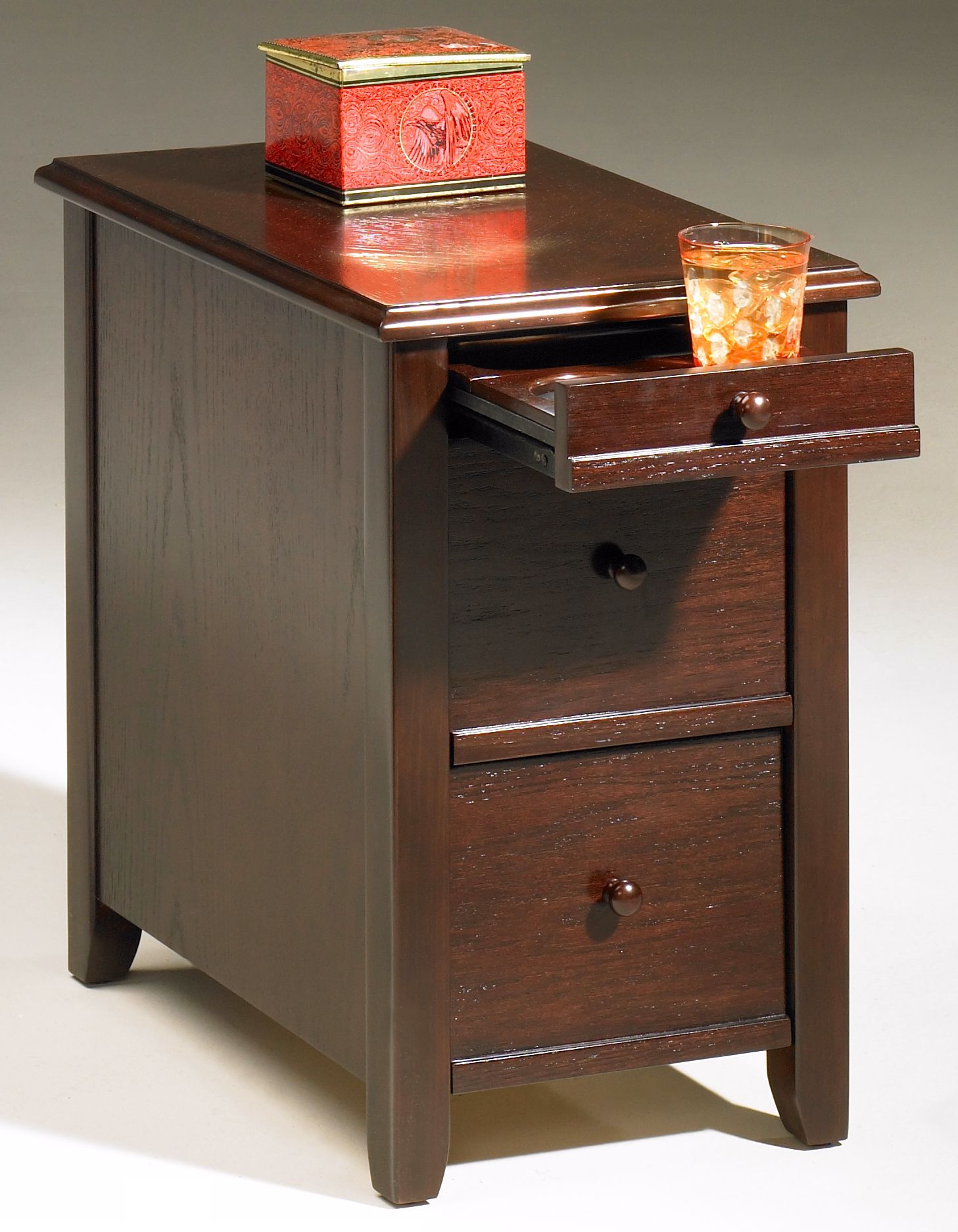 Straight Ahead Merlot Storage Magazine Chairside Table