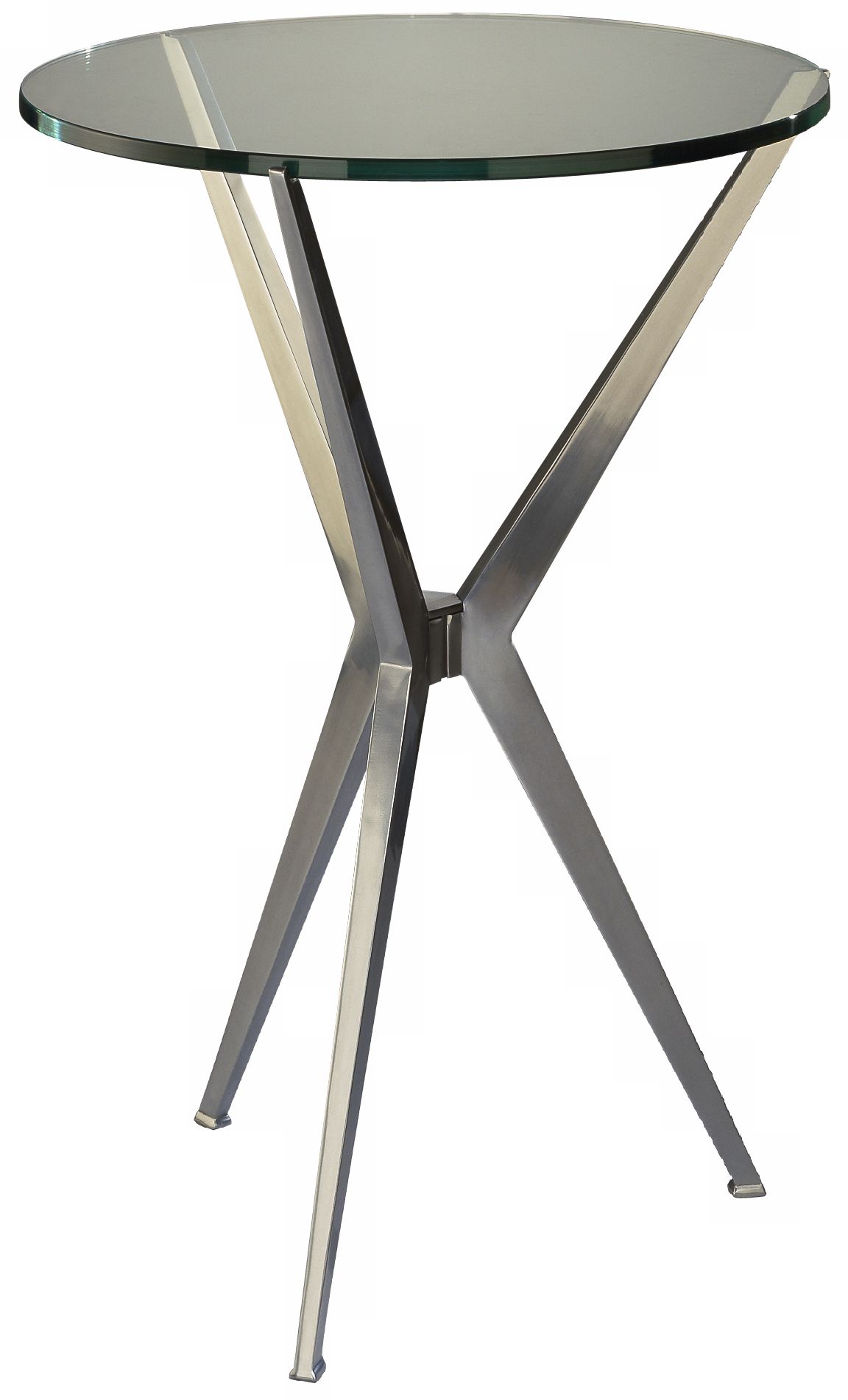 Robert Abbey Brushed Aluminum Tempered Glass Side Table