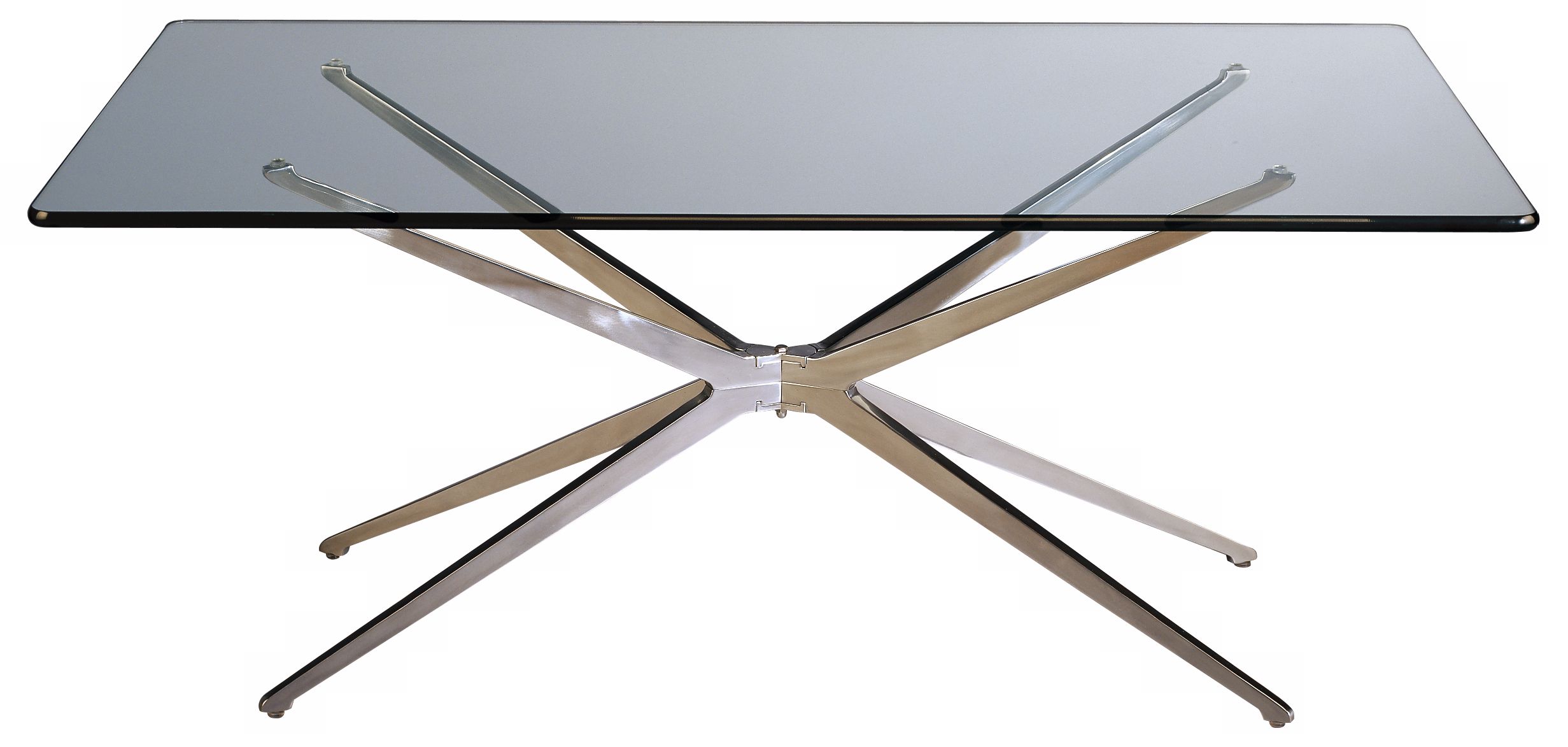 Robert Abbey Brushed Aluminum Tempered Glass Coffee Table