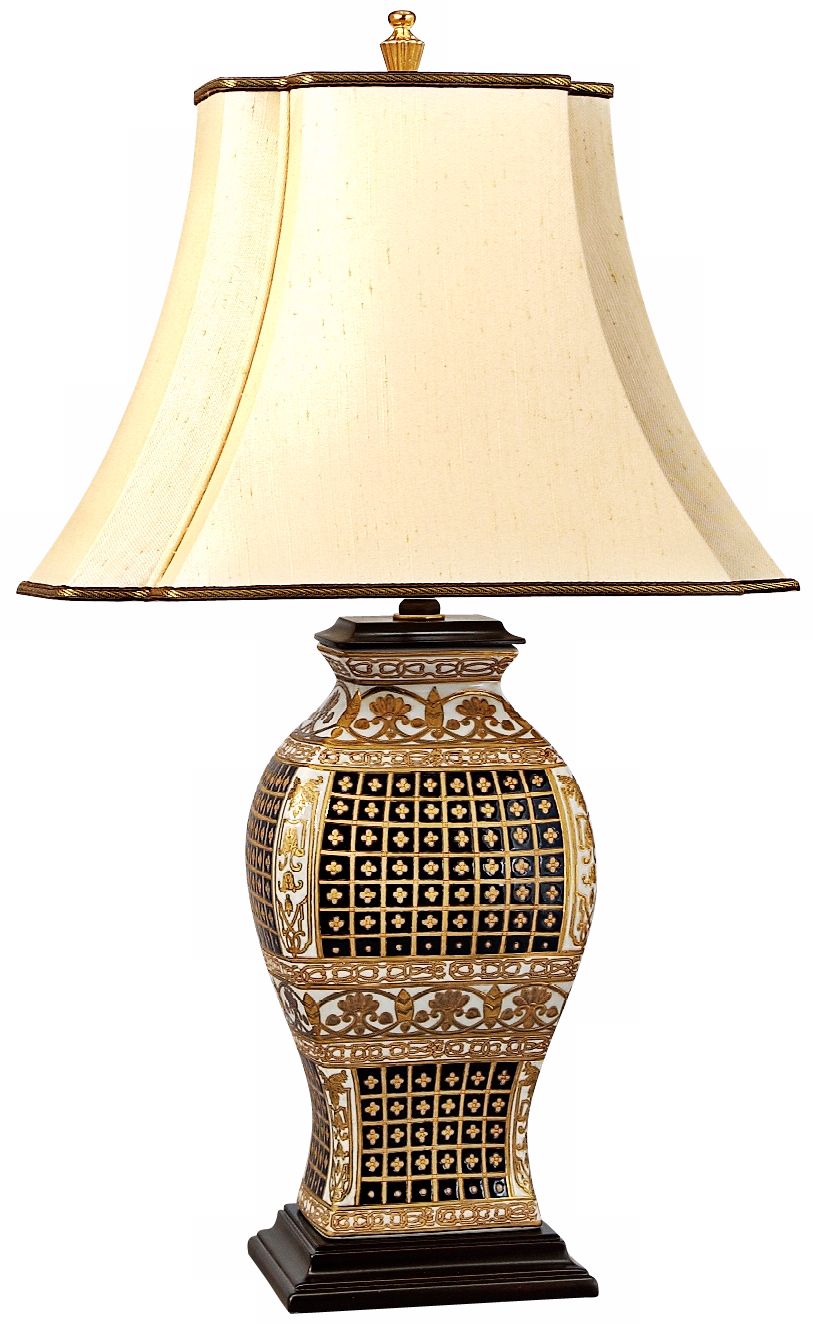 Xanadu Black and Gold Porcelain Ginger Jar Table Lamp
