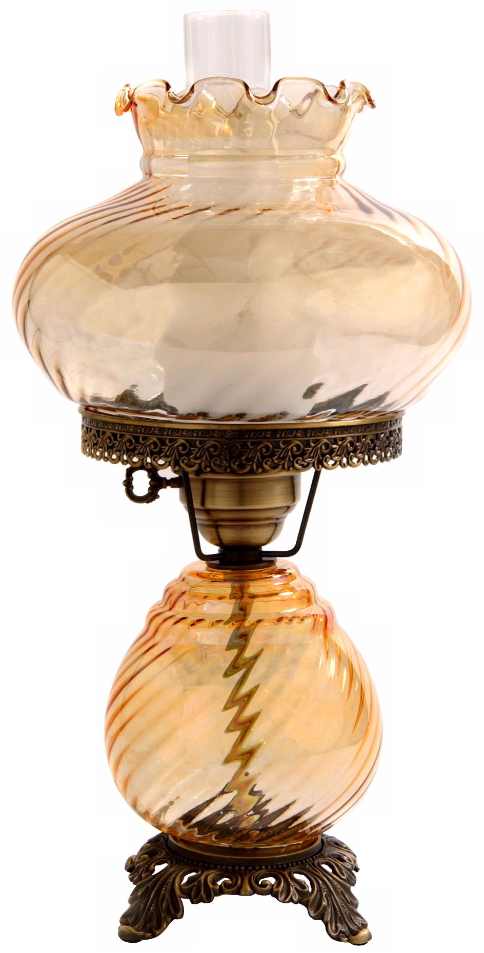 Amber Swirl Optic Shade Night Light Hurricane Table Lamp