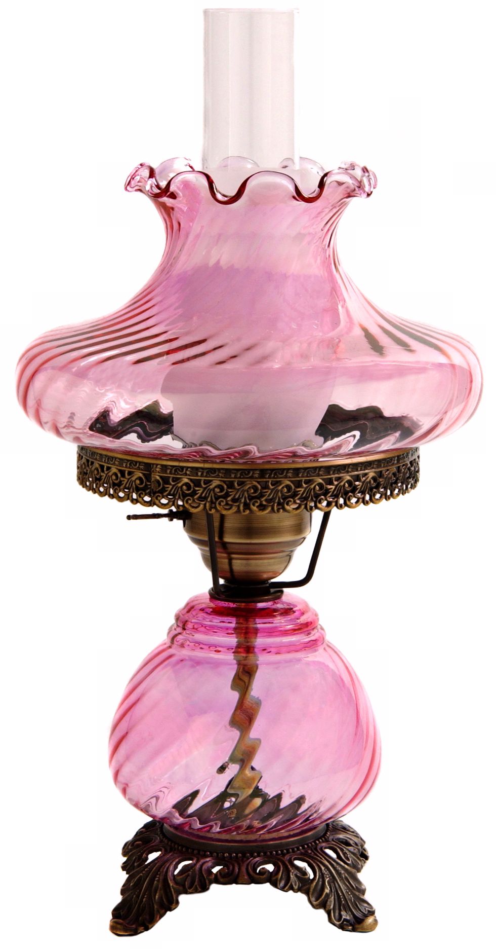 Pink Tamoshanta Swirl Night Light Hurricane Table Lamp
