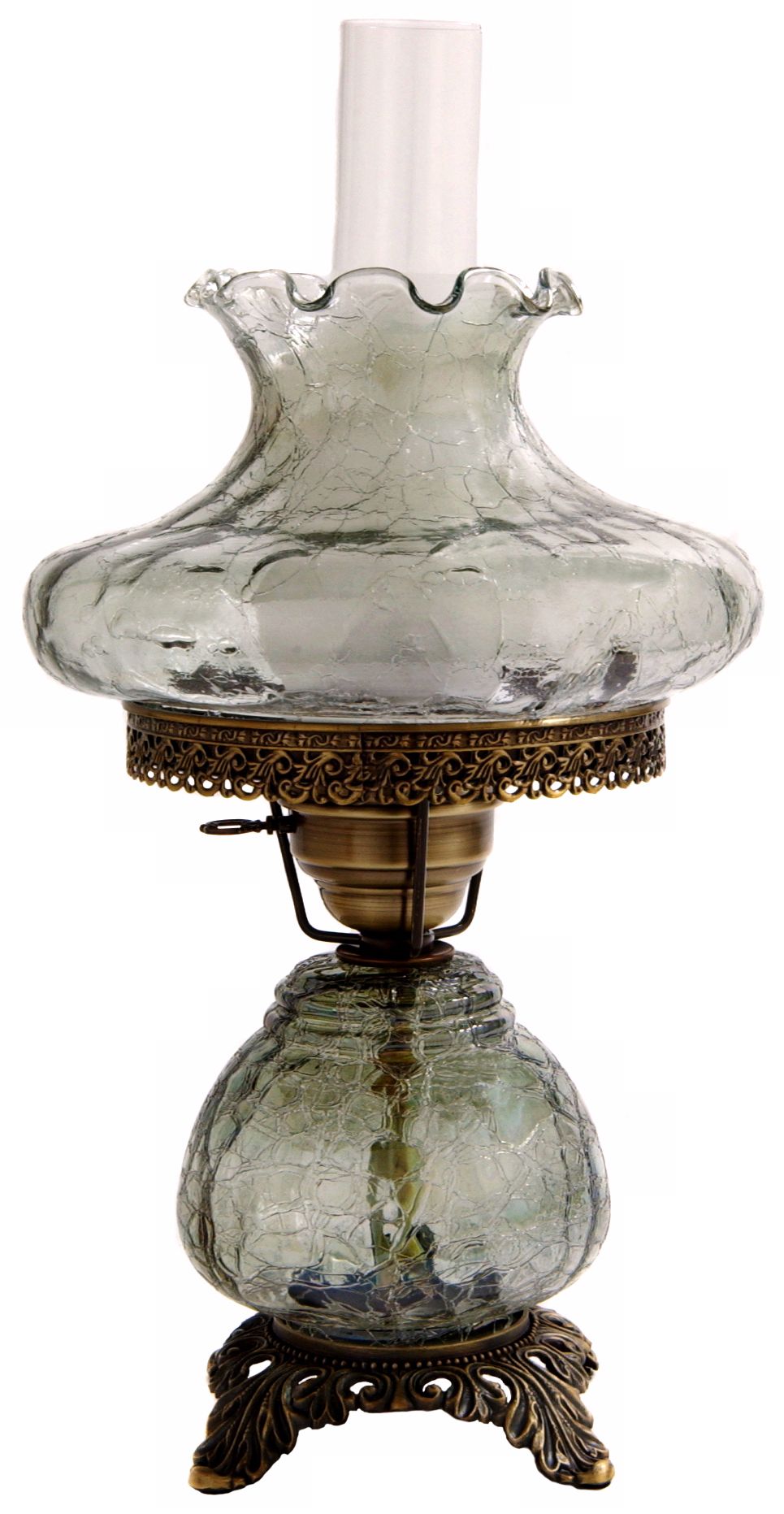 Green Crackle Tamoshanta Night Light Hurricane Table Lamp