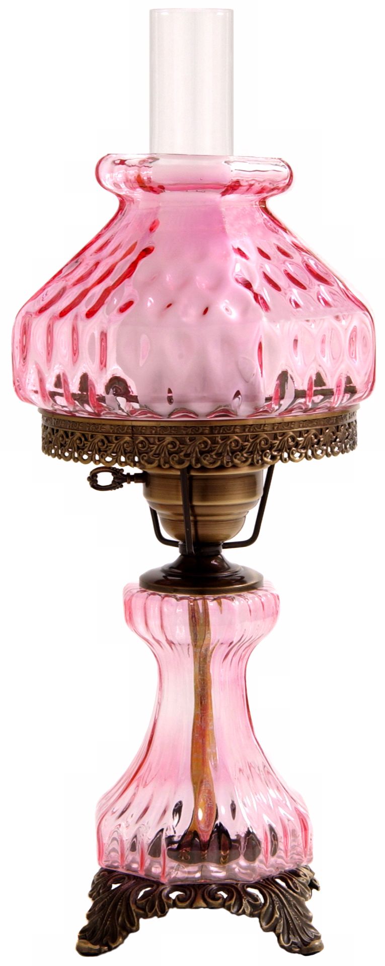 Pink Rhombus Octagon Shade Night Light Hurricane Table Lamp