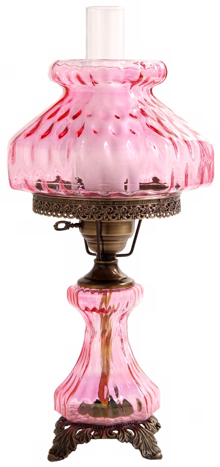 Large Pink Rhombus Night Light Hurricane Table Lamp
