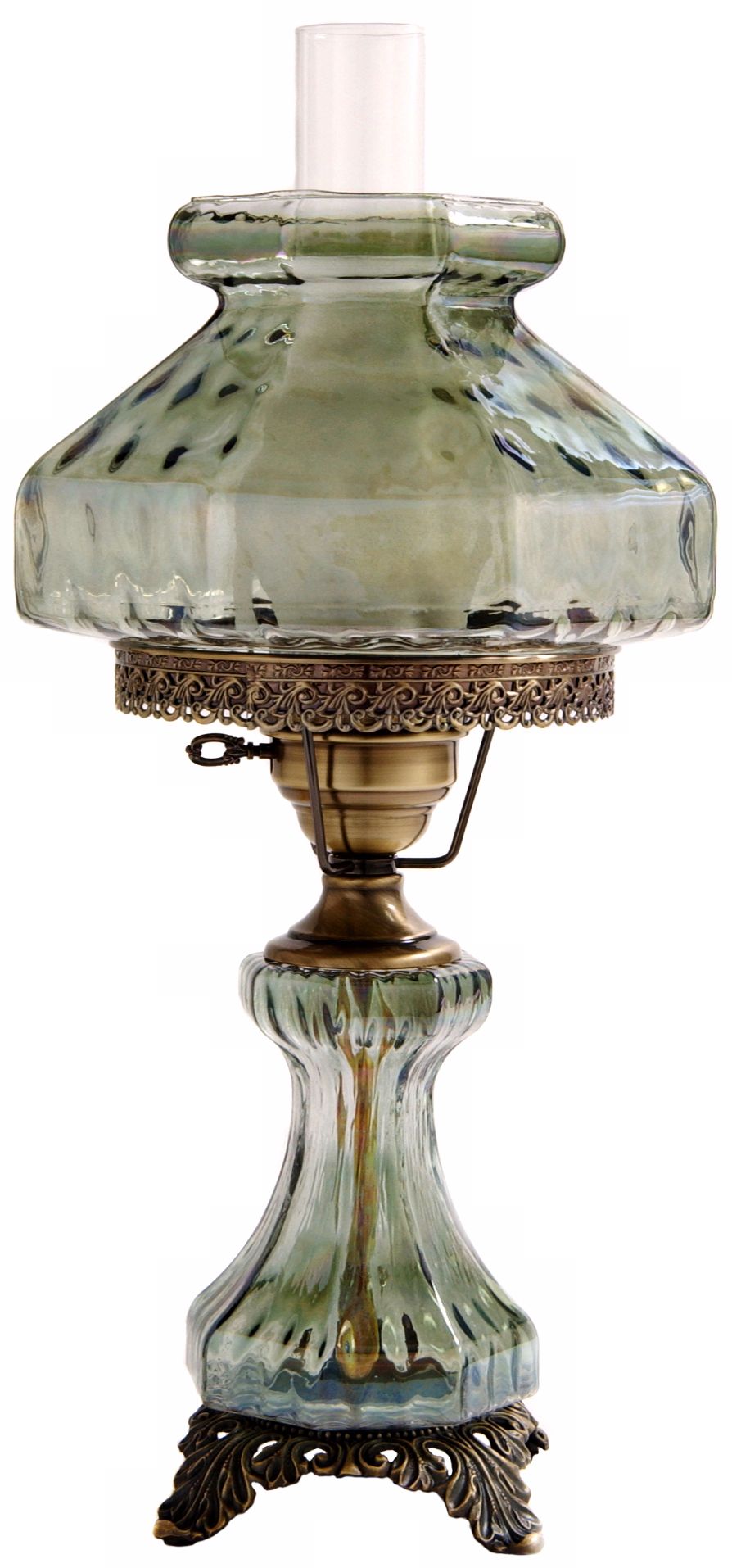 Large Green Rhombus Night Light Hurricane Table Lamp