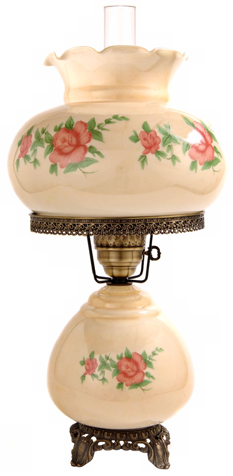 Large Red Rose Night Light Hurricane Table Lamp