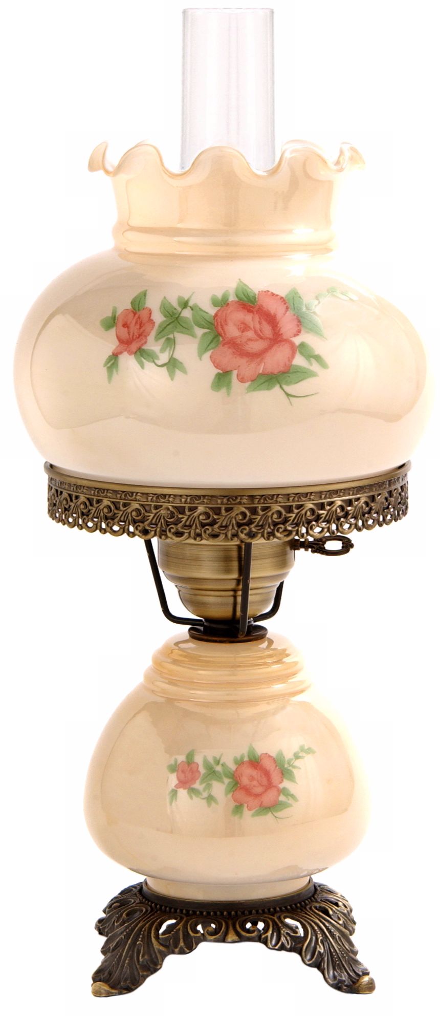 Small Red Rose Night Light Hurricane Table Lamp