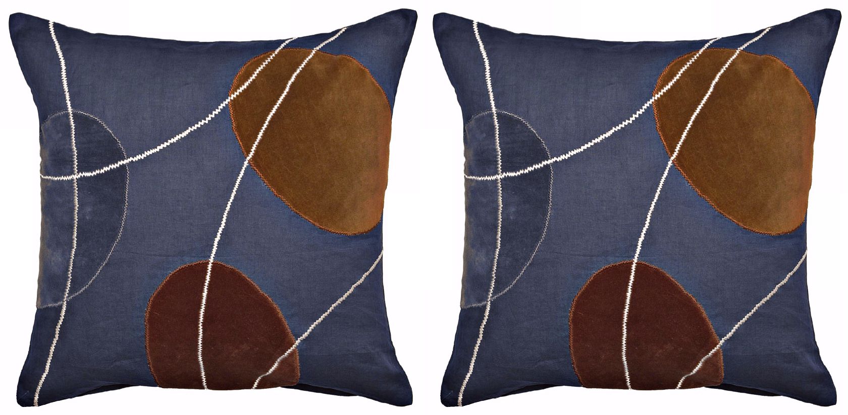 Navy Blue Orbits Set of Two Pillows