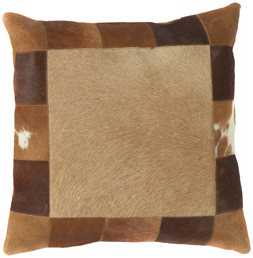 Brown Leather Hide Square Pillow