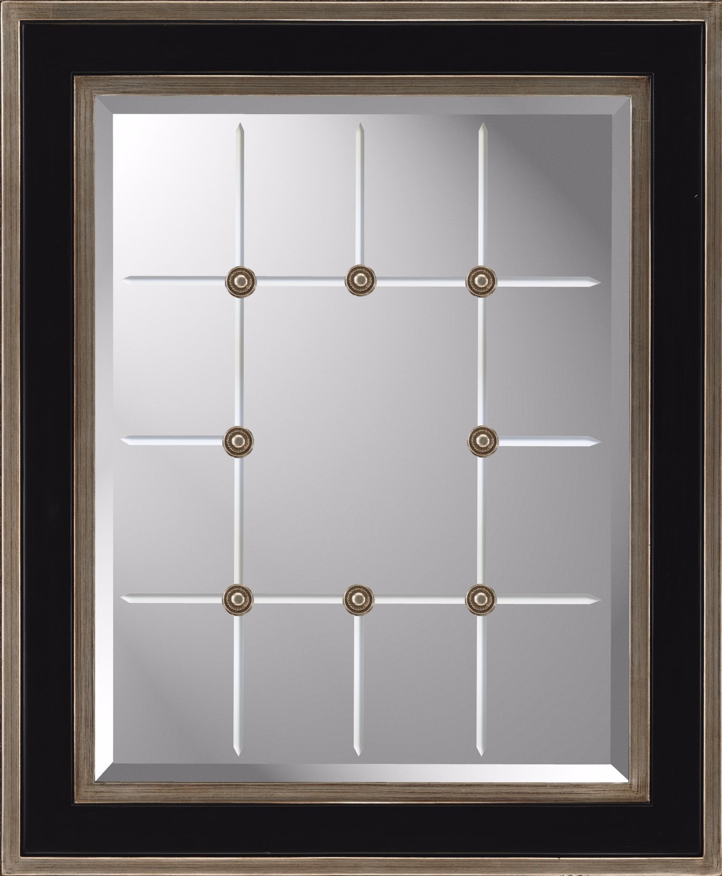 Black and Silver Frame Tuxedo 35" High Wall Mirror