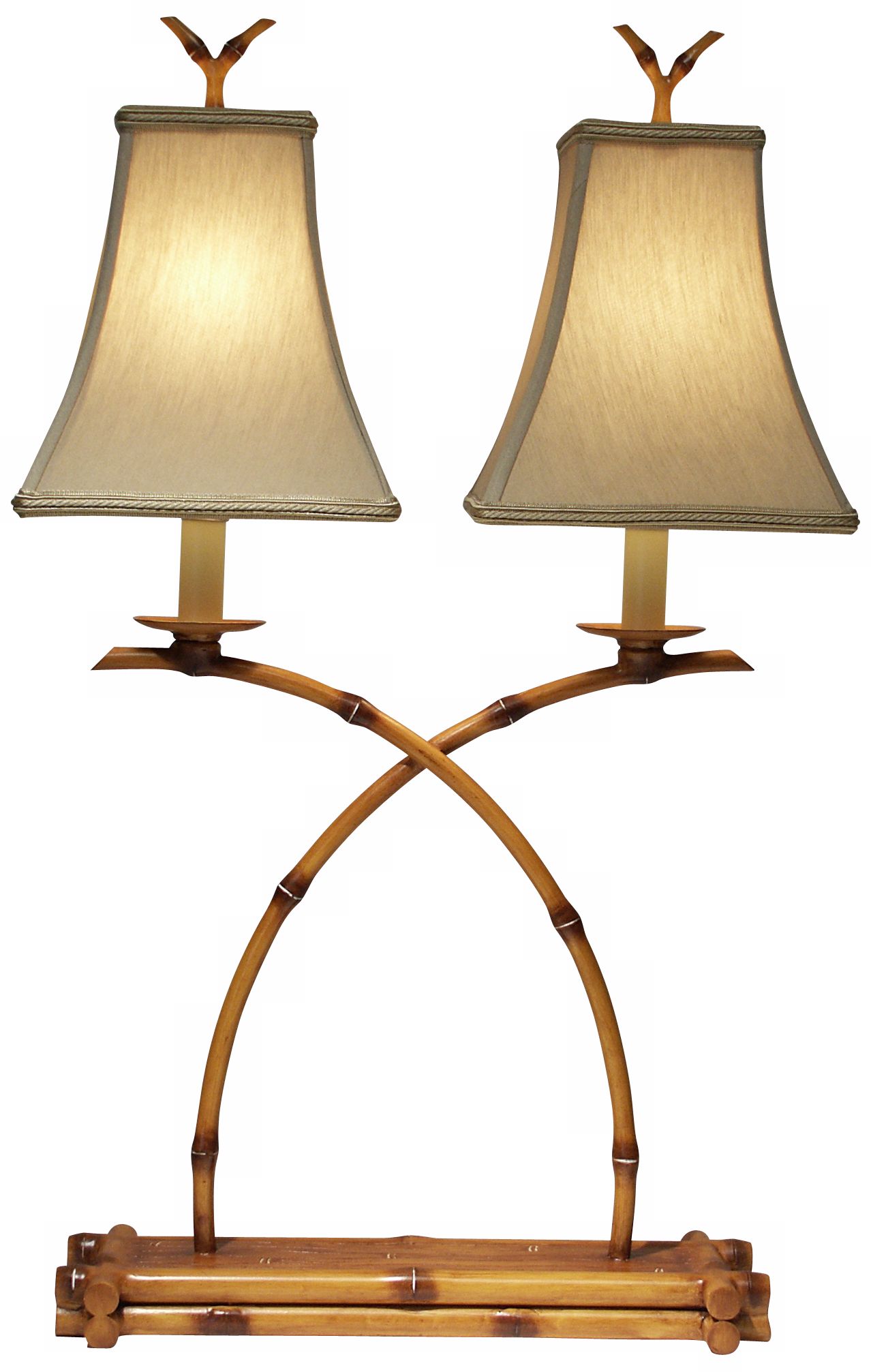 Double Bamboo Cane Accent Lamp by The Natural Light