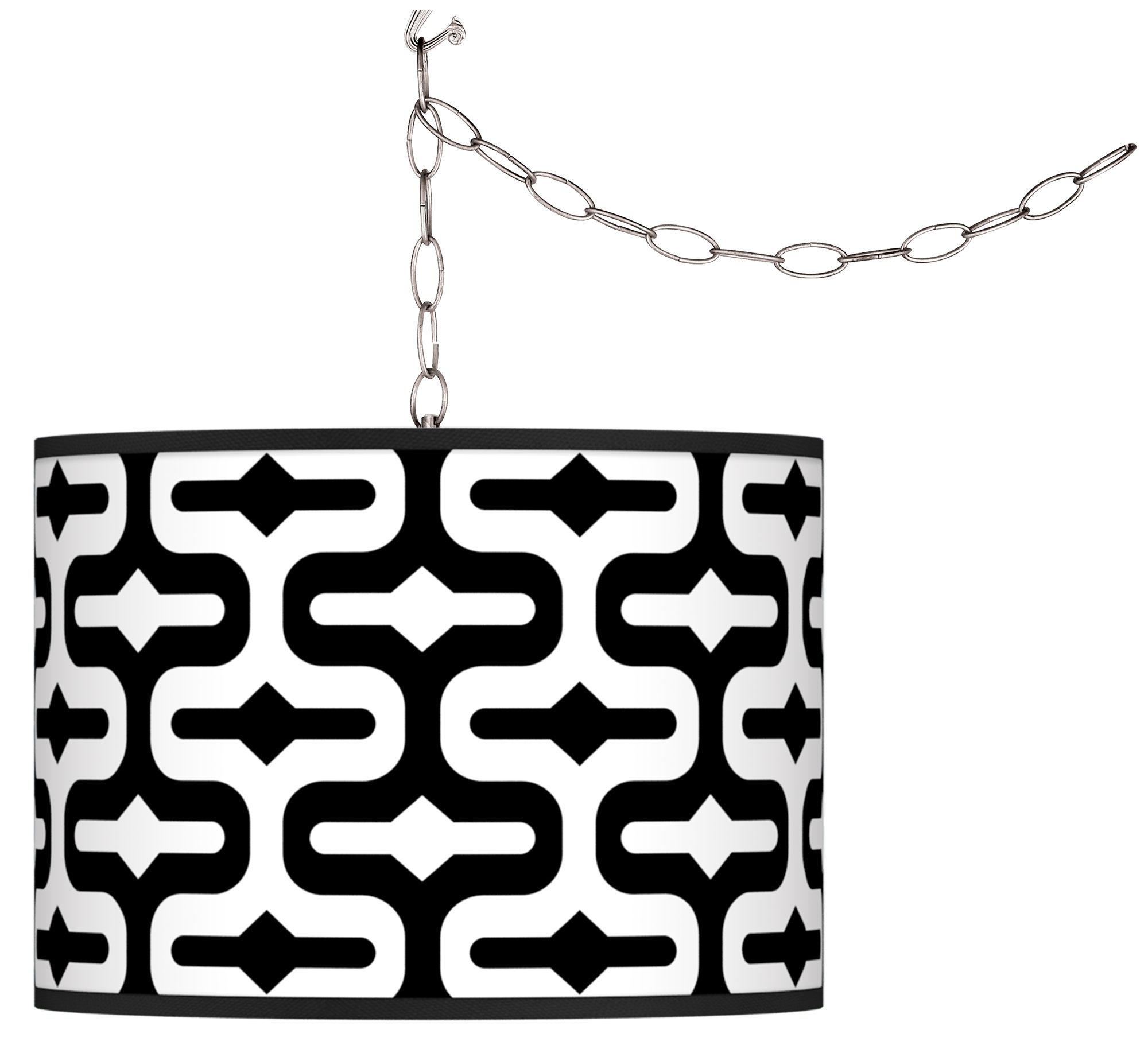 Swag Style Reflection Giclee Shade Plug-In Chandelier