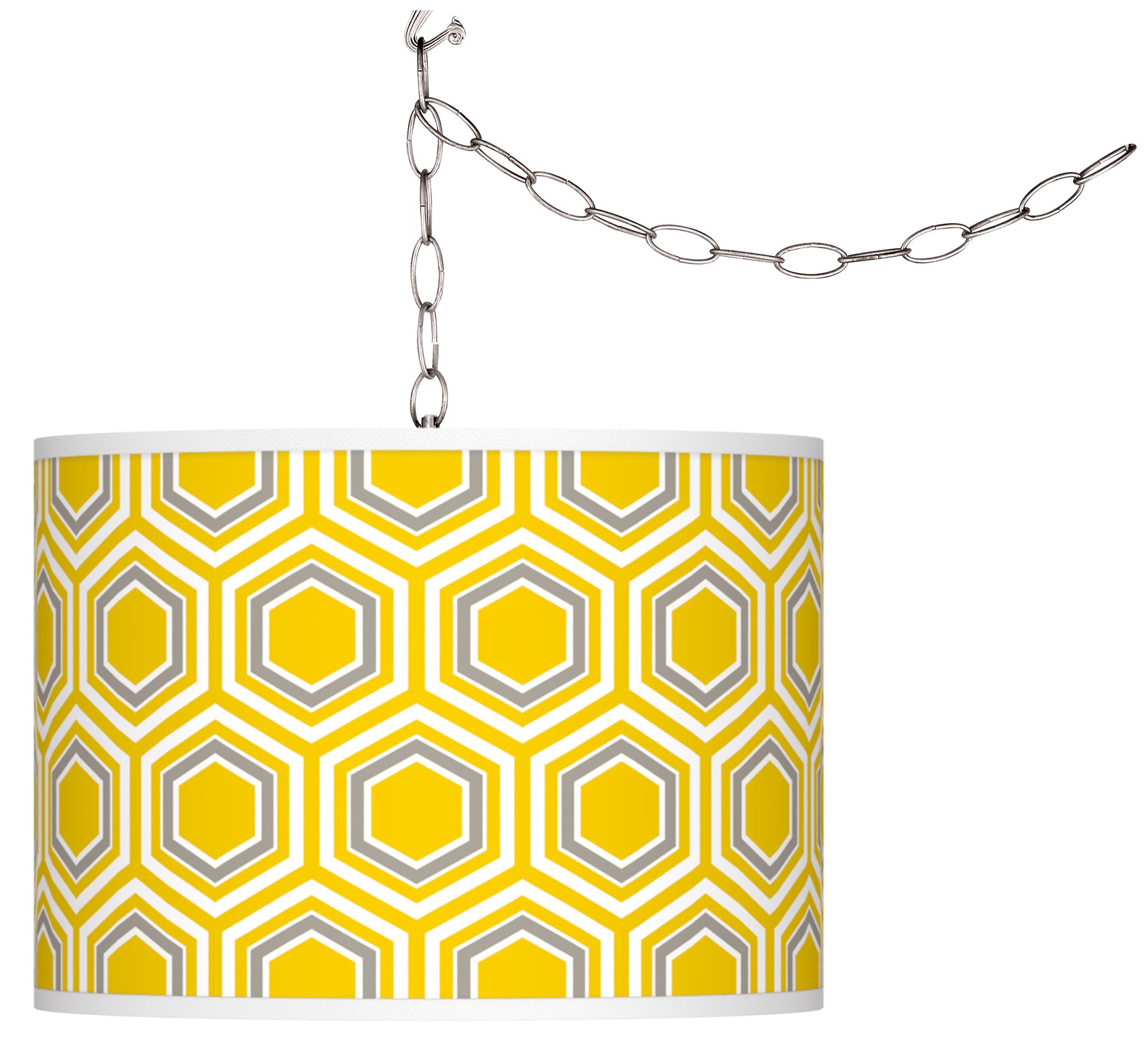 Swag Style Honeycomb Giclee Shade Plug-In Chandelier