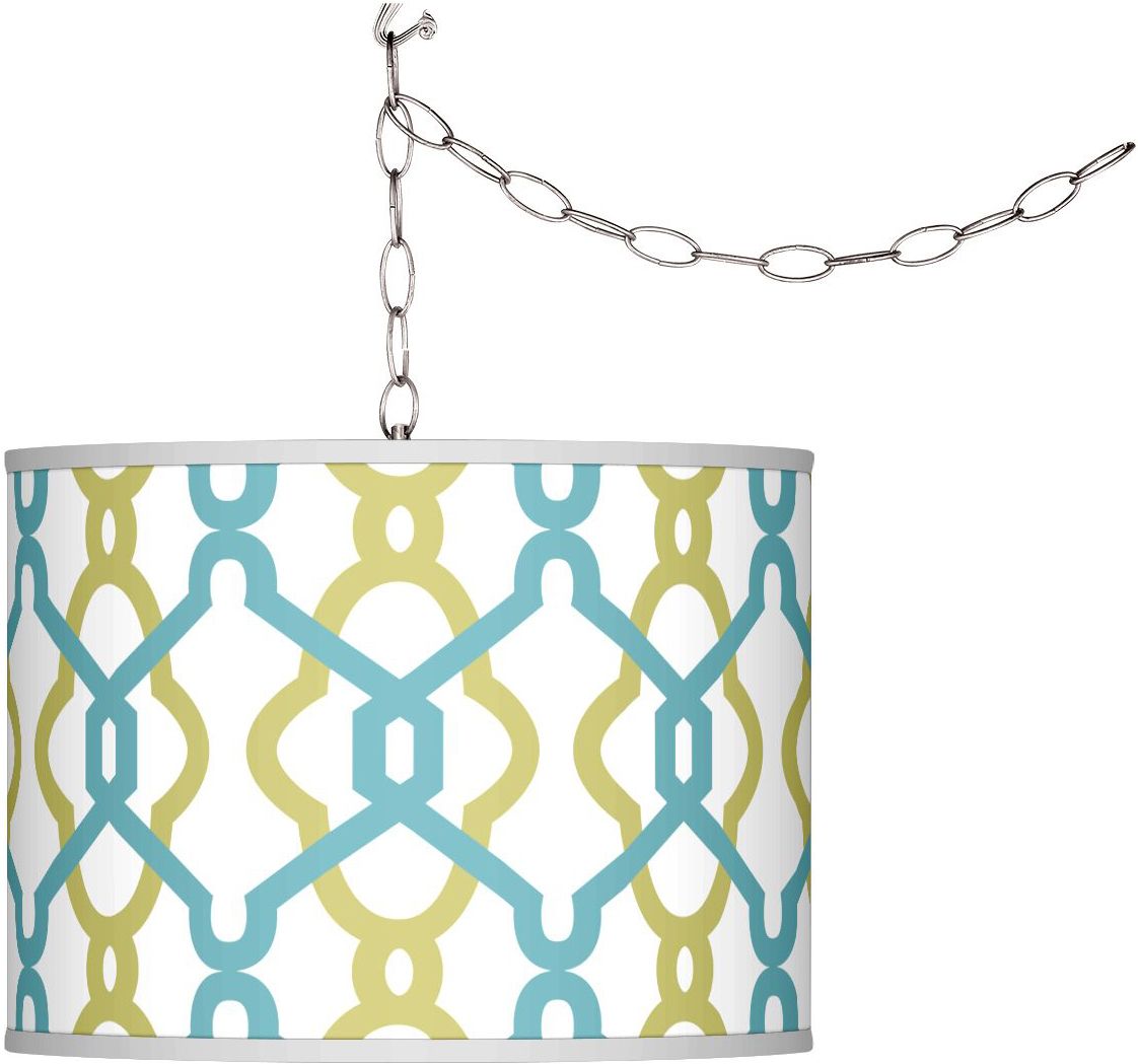 Swag Style Hyper Links Giclee Shade Plug-In Chandelier