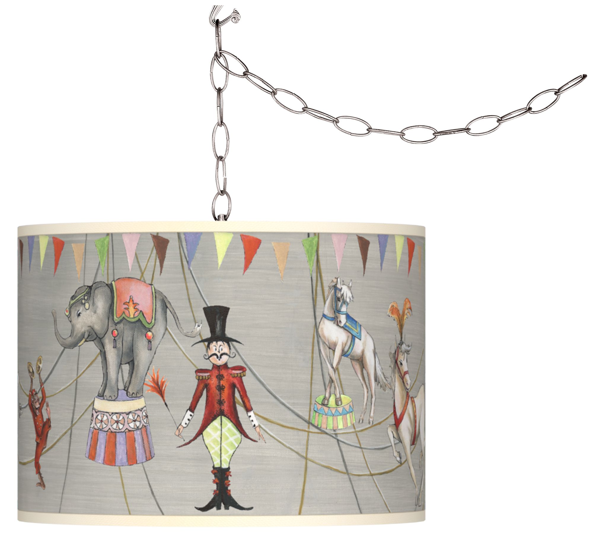 Circus Time Shade Plug-In Swag Chandelier