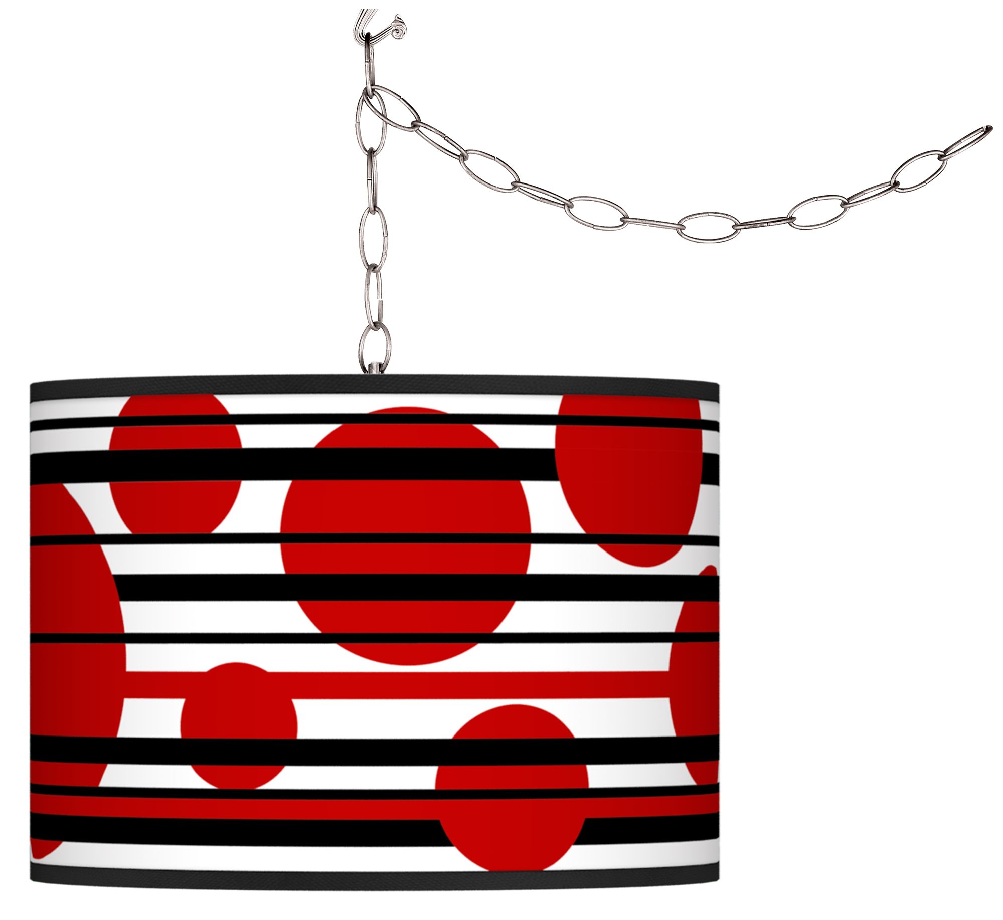 Swag Style Red Balls Giclee Shade Plug-In Chandelier