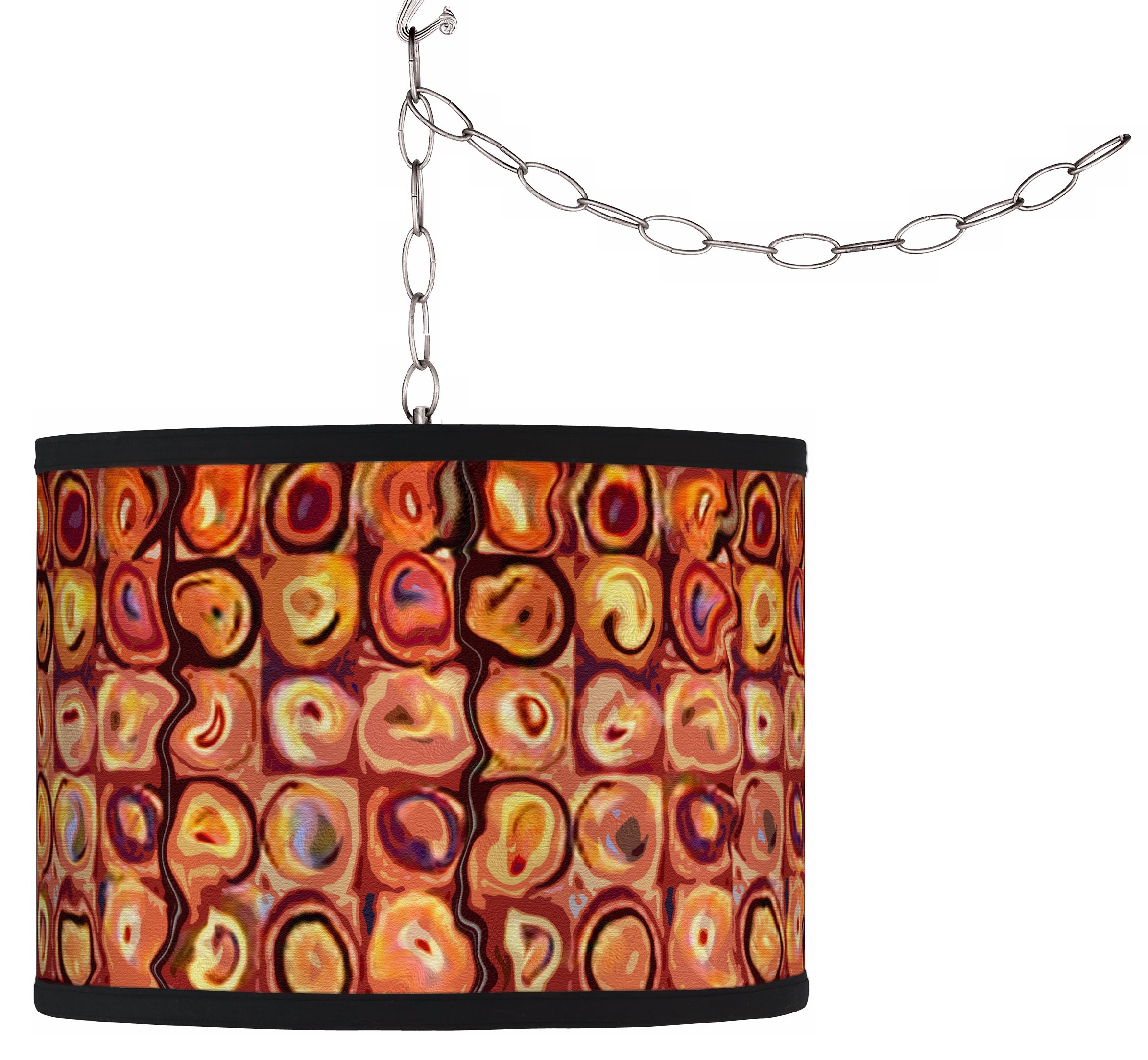 Swag Style Vibrating Colors Giclee Plug-In Chandelier