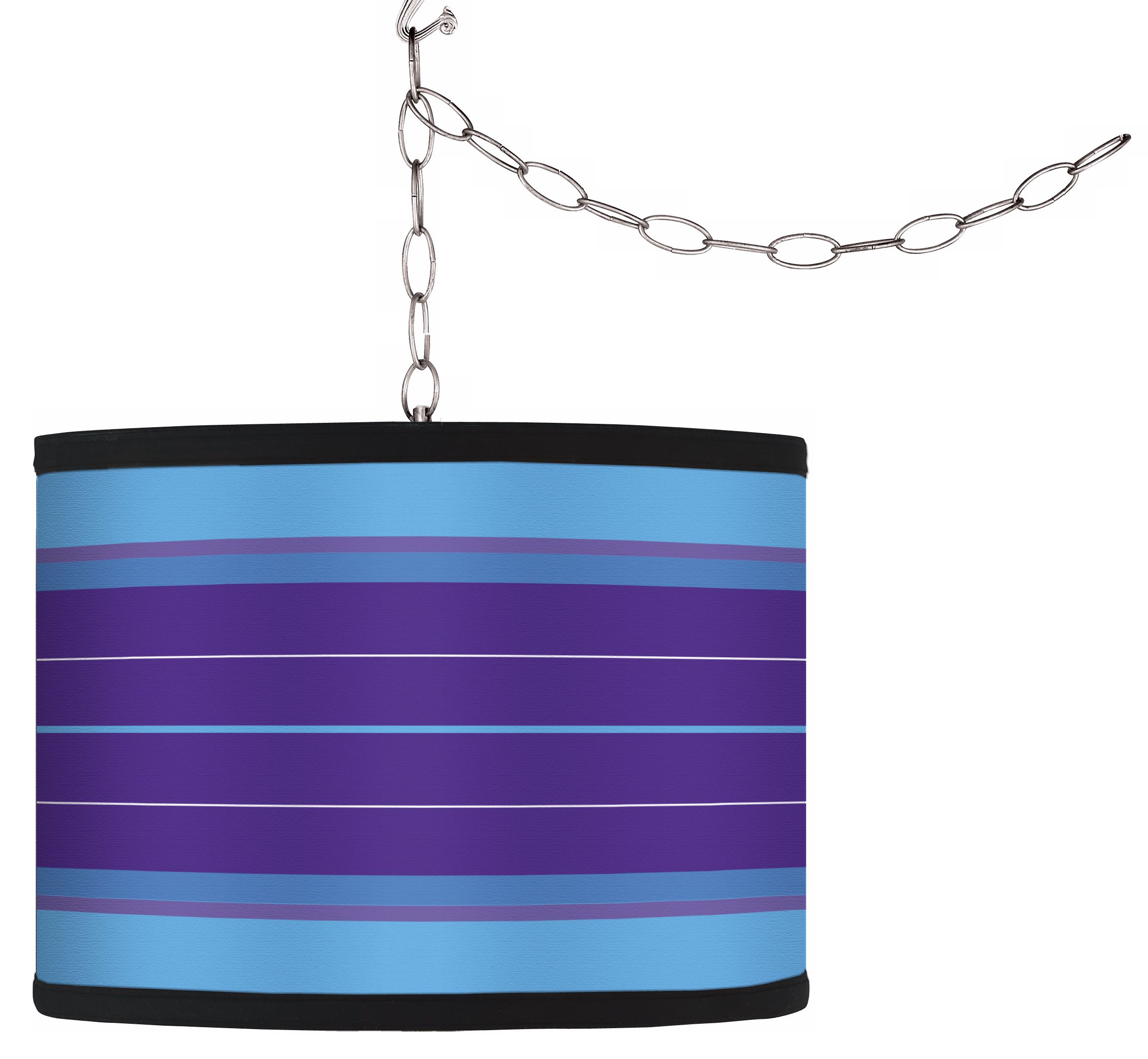 Swag Style Purple and Blue Parallels Shade Plug-In Chandelier