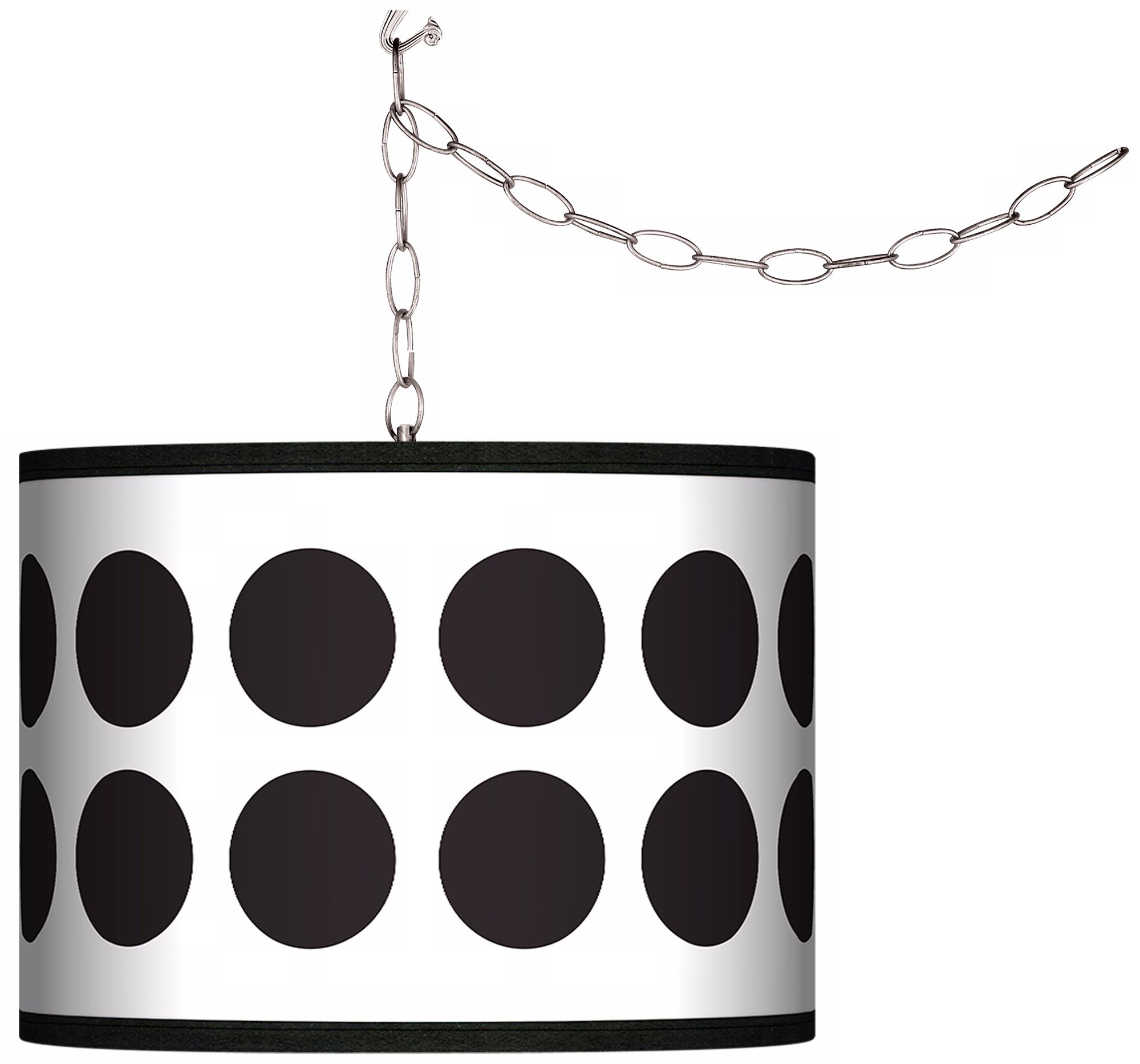 Swag Style Black Orbs Shade Plug-In Chandelier