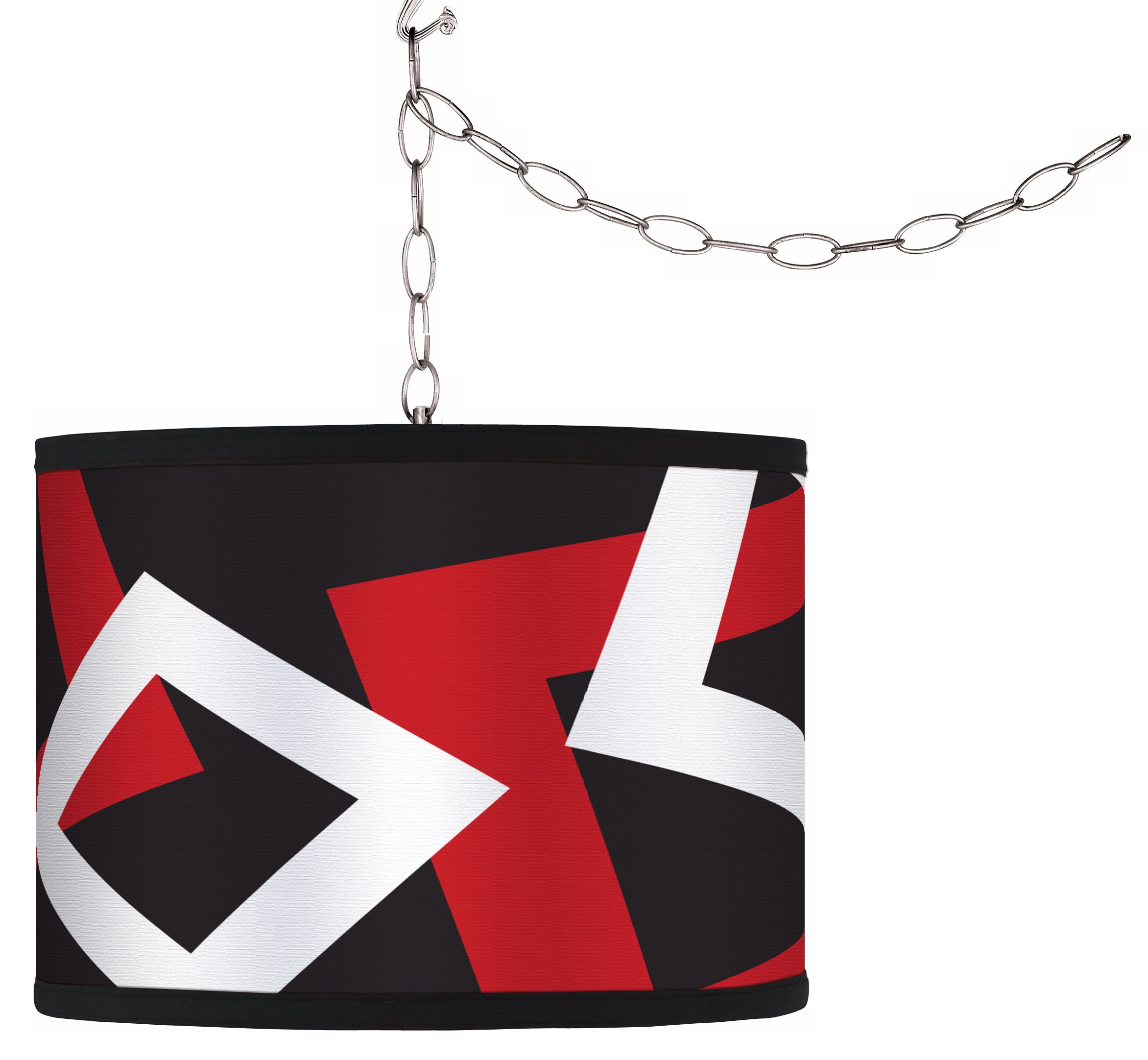 Swag Style Square Jumble Black  Shade Plug-In Chandelier