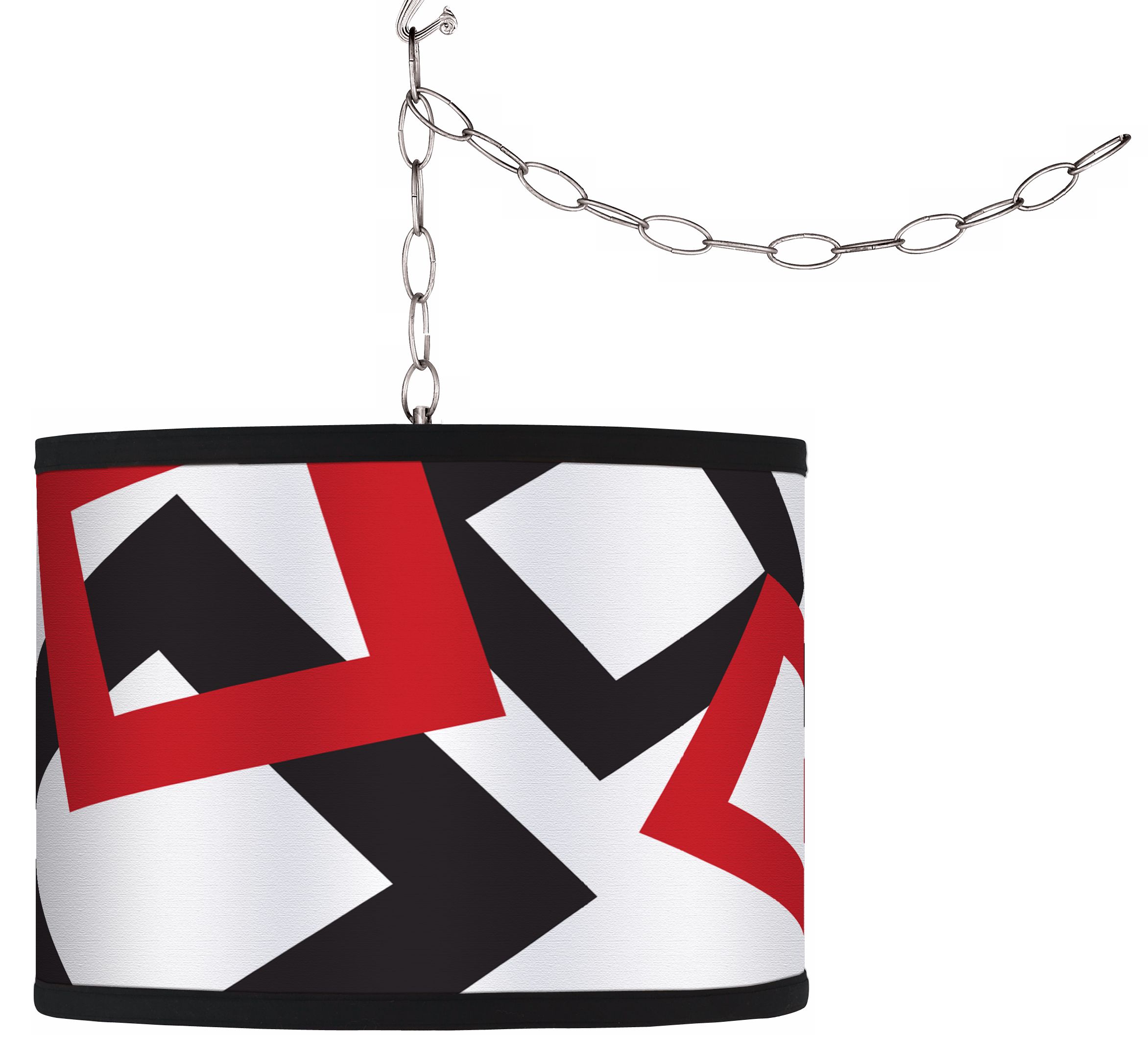 Swag Style Square Jumble White Shade Plug-In Chandelier