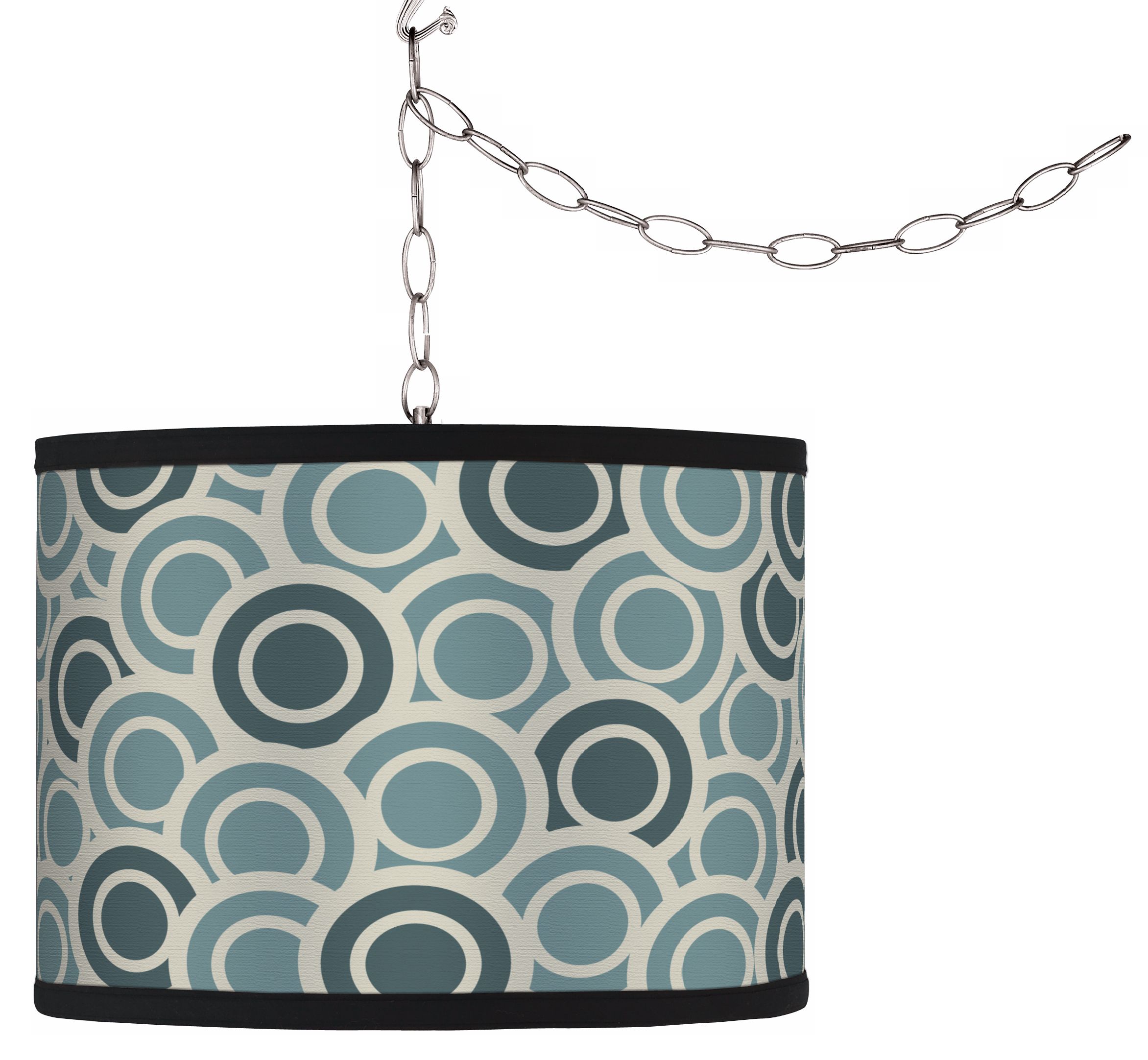 Swag Style Blue/Green Circlets Shade Plug-In Chandelier
