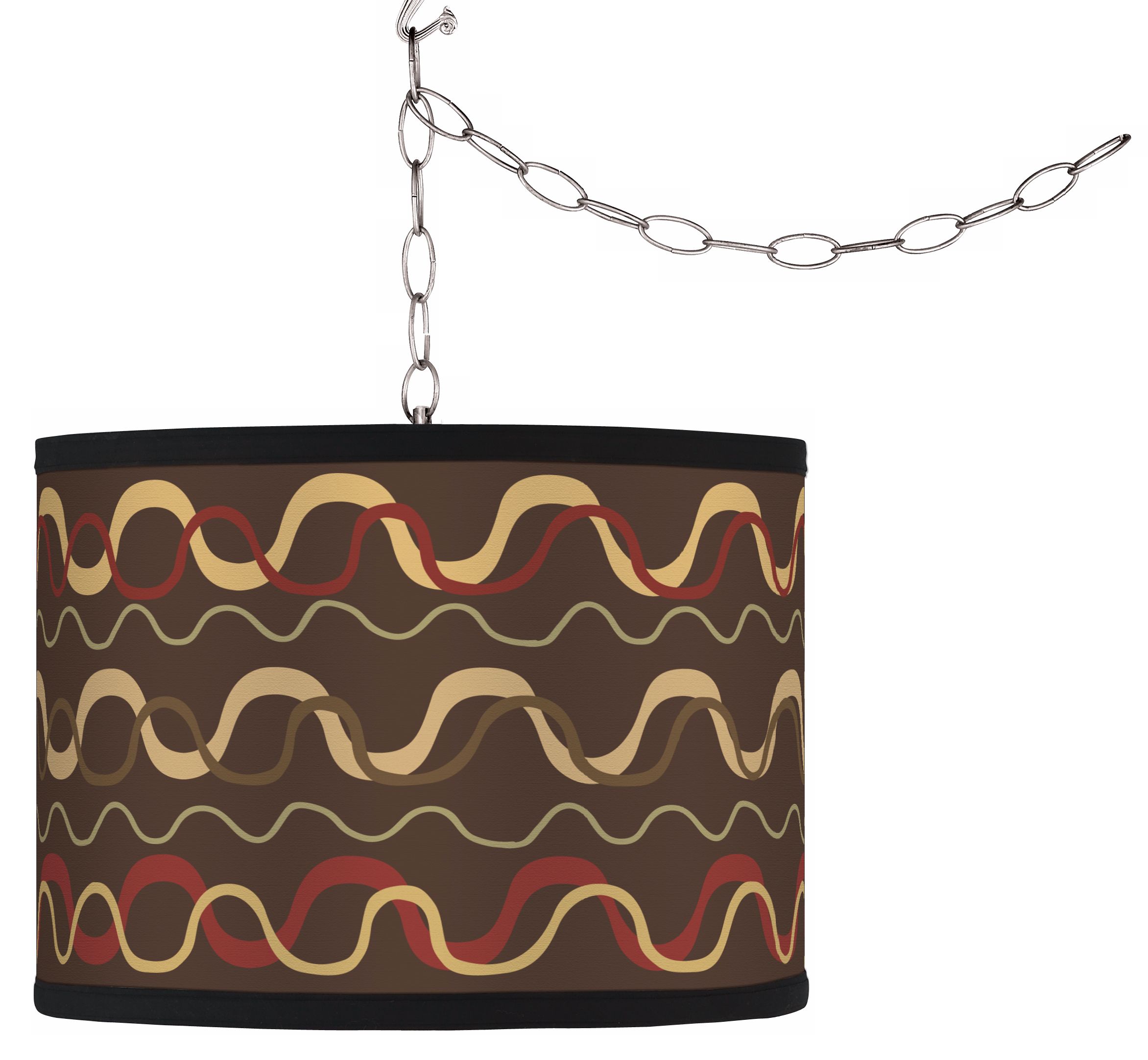 Swag Style Wave Stitch Shade Plug-In Chandelier