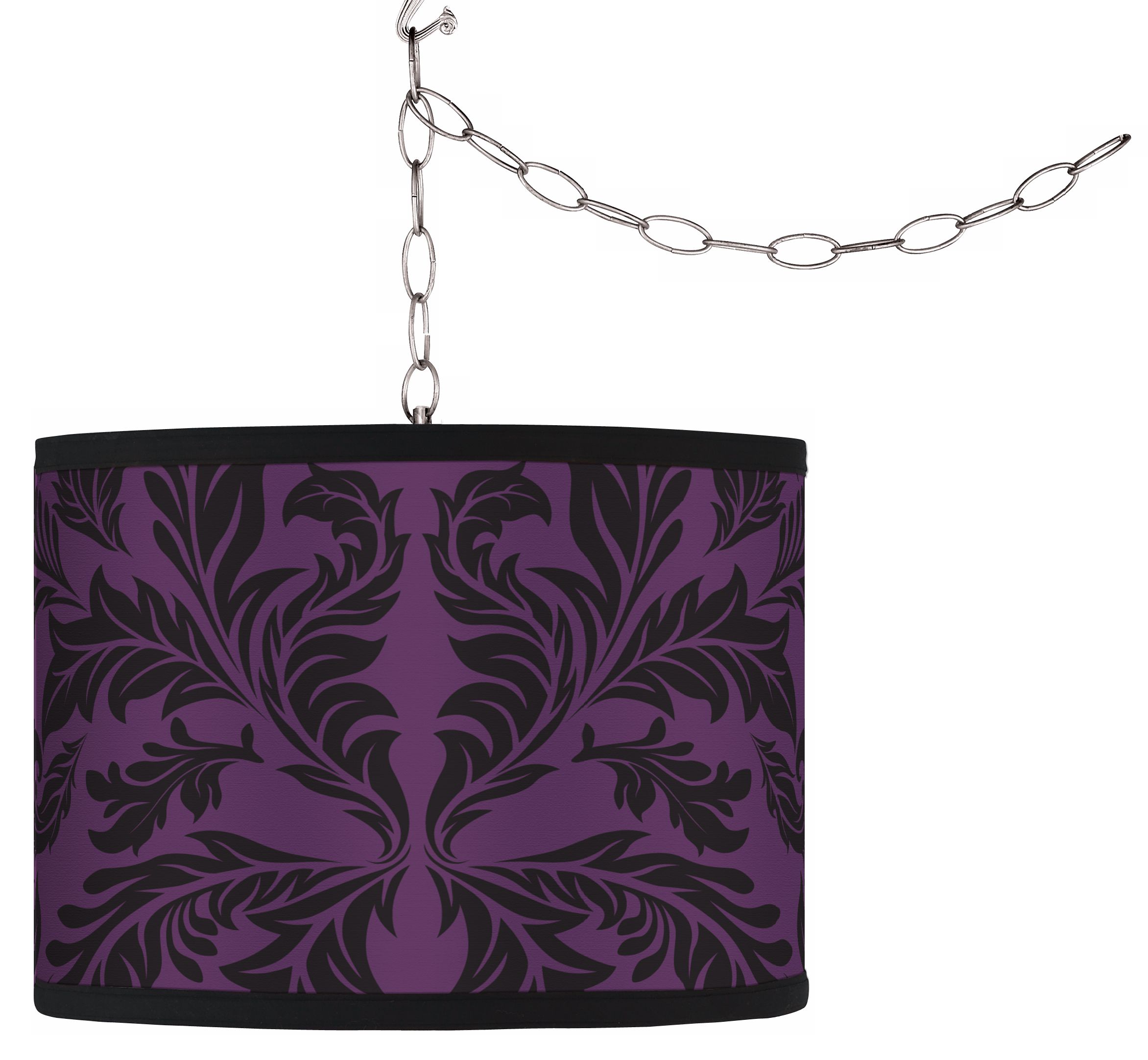 Swag Style Purple Baroque Shade Plug-In Chandelier