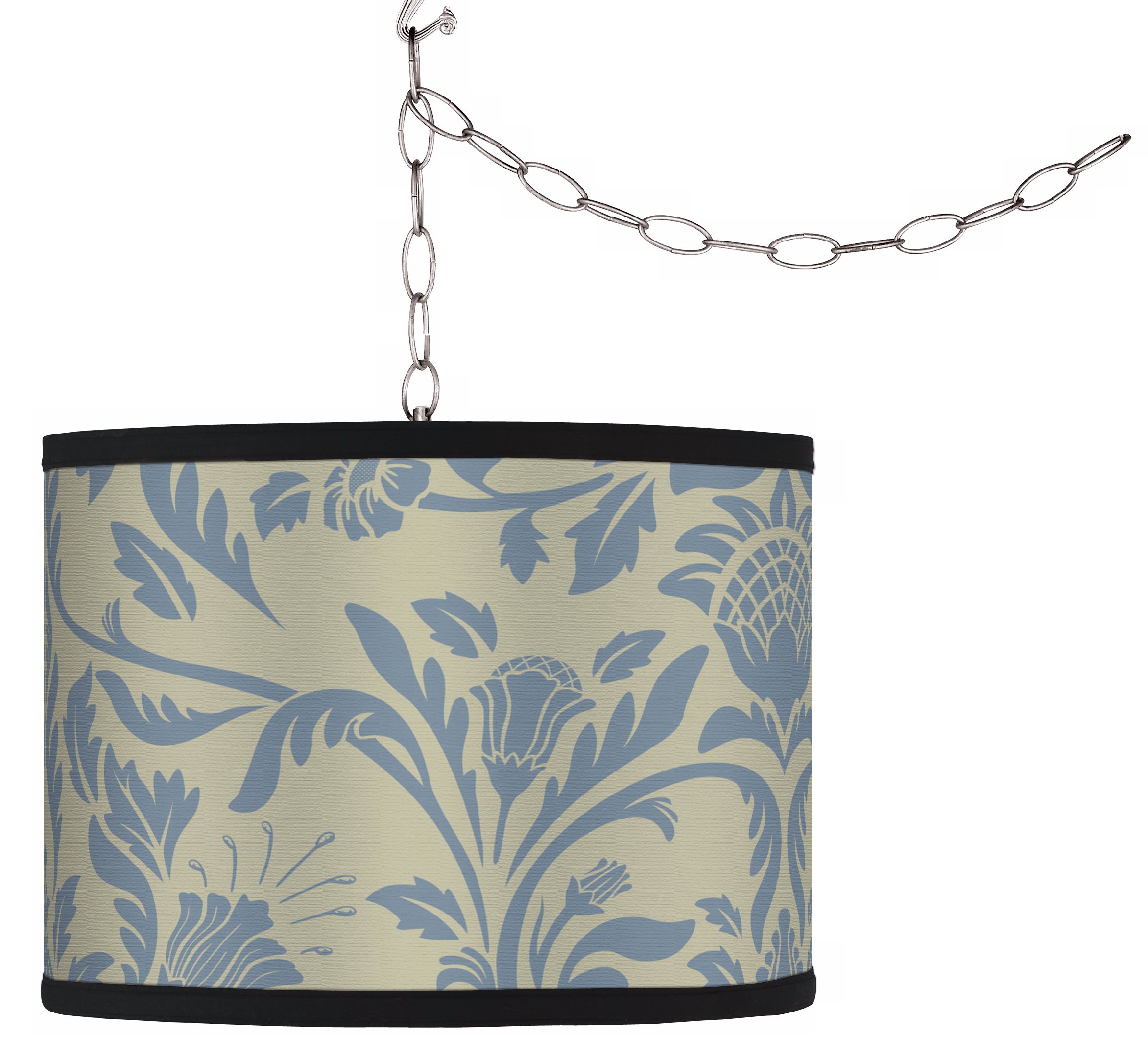 Swag Style Champagne Blue Floret Plug-In Chandelier