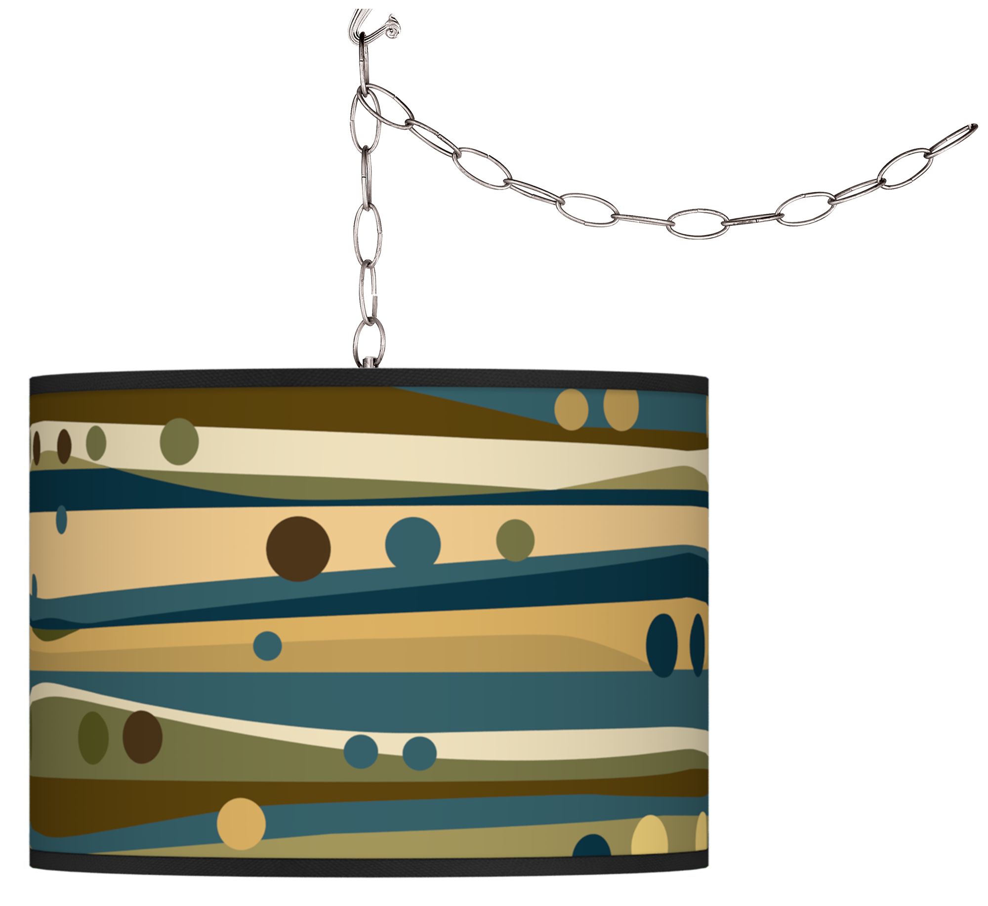 Swag Style Dots & Waves Shade Plug-In Chandelier