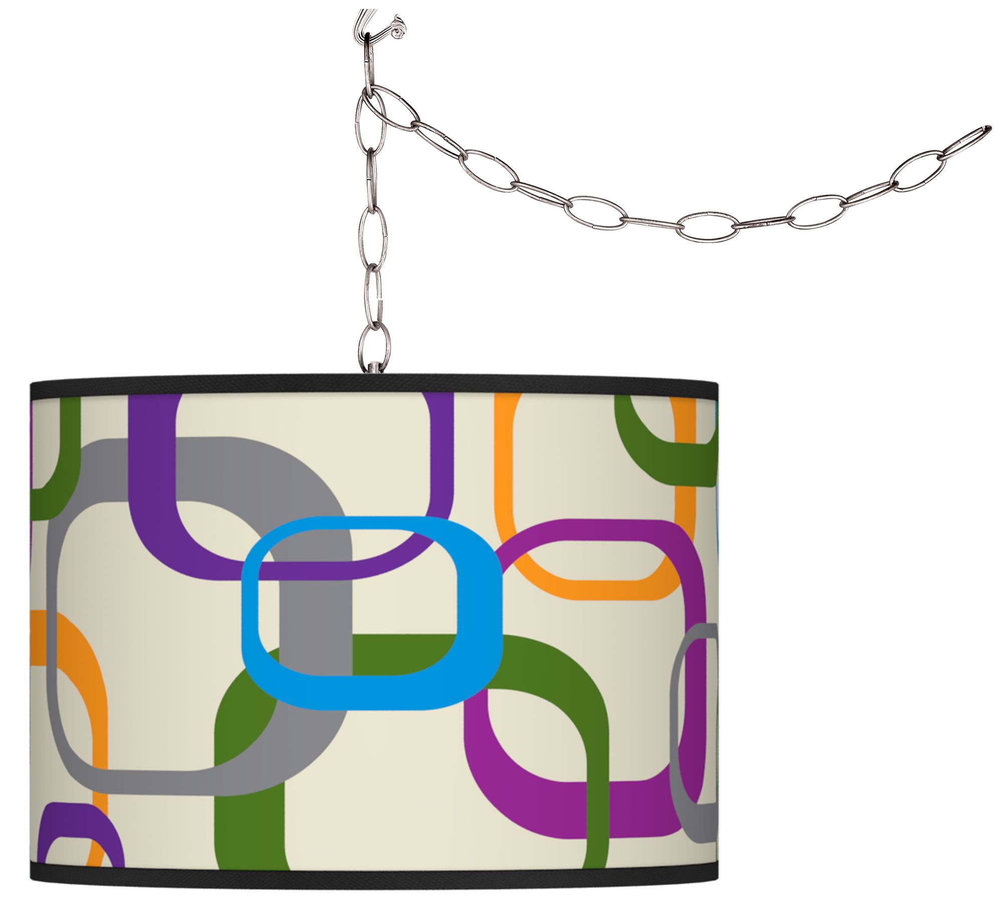 Swag Style Retro Square Scramble Shade Plug-In Chandelier