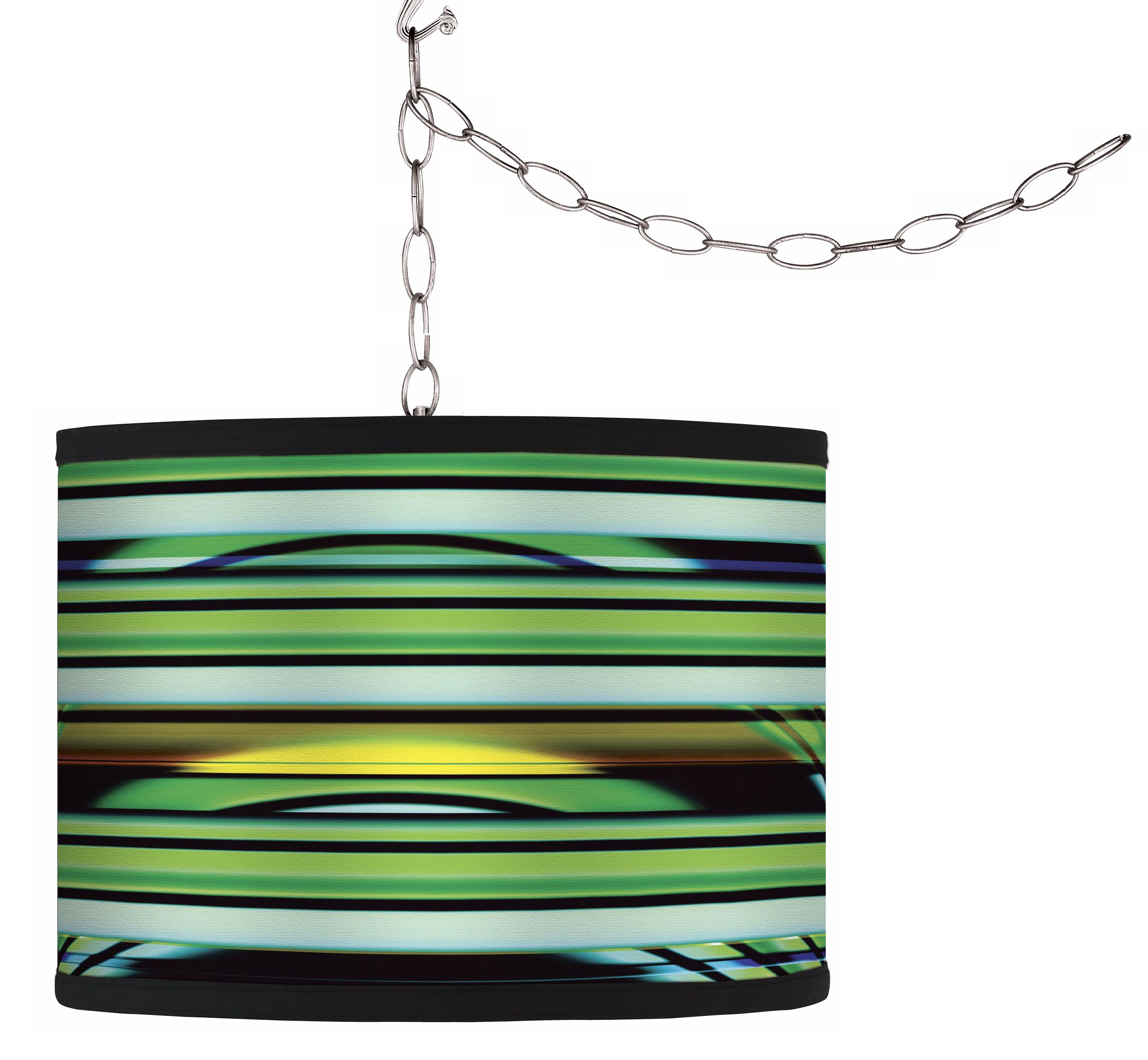 Swag Style Blue Neon Shade Plug-In Chandelier
