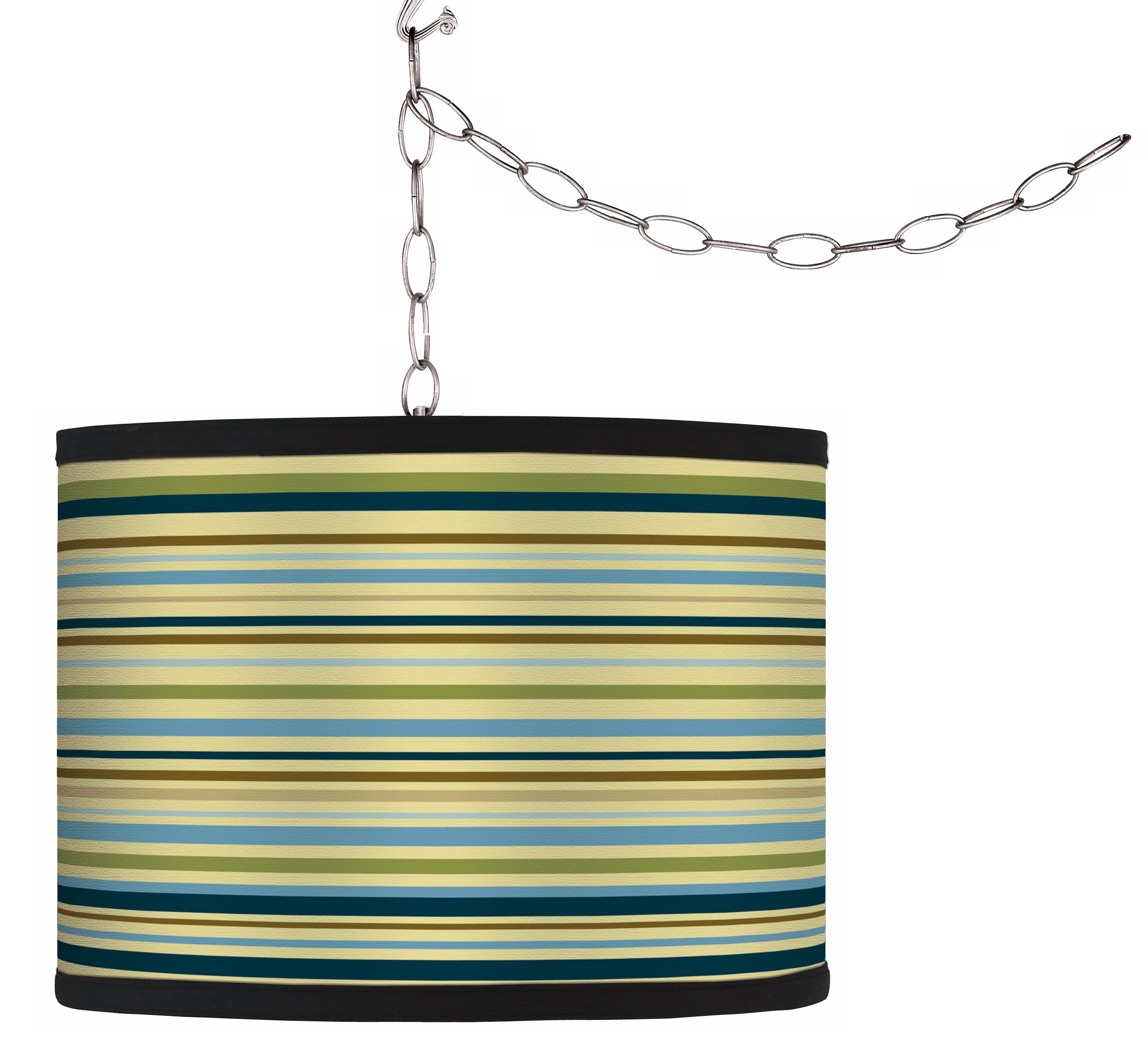 Stacy Garcia Kiwi Tini Stripe Giclee Plug-In Swag Chandelier