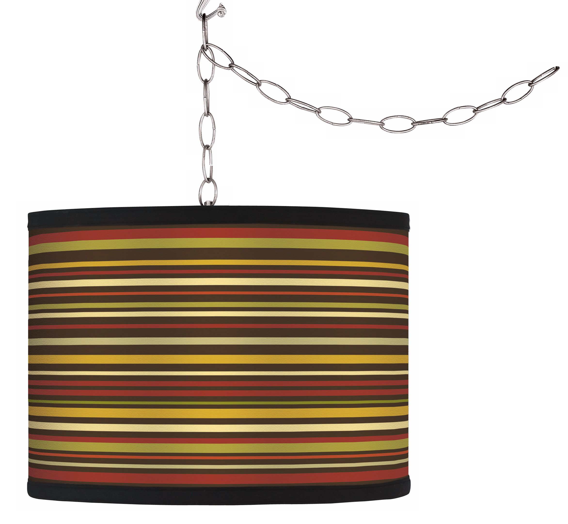 Swag Style Spice Stripe Shade Plug-In Chandelier