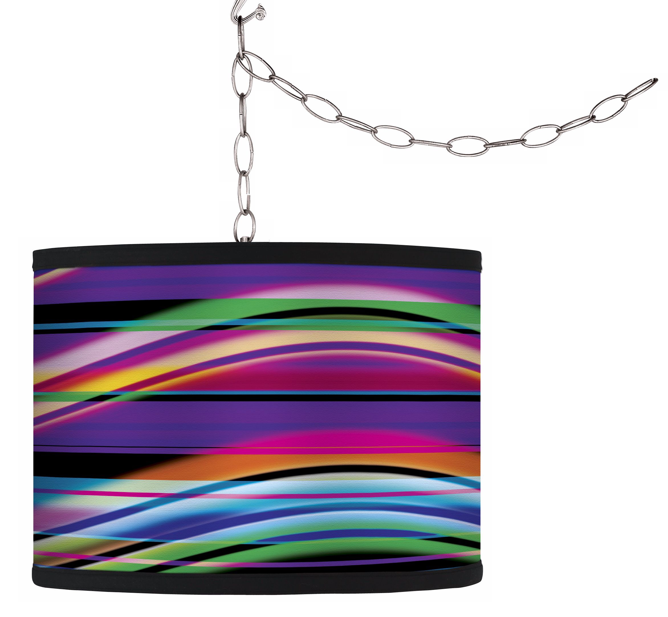 Swag Style Dark Rainbow Shade Plug-In Chandelier
