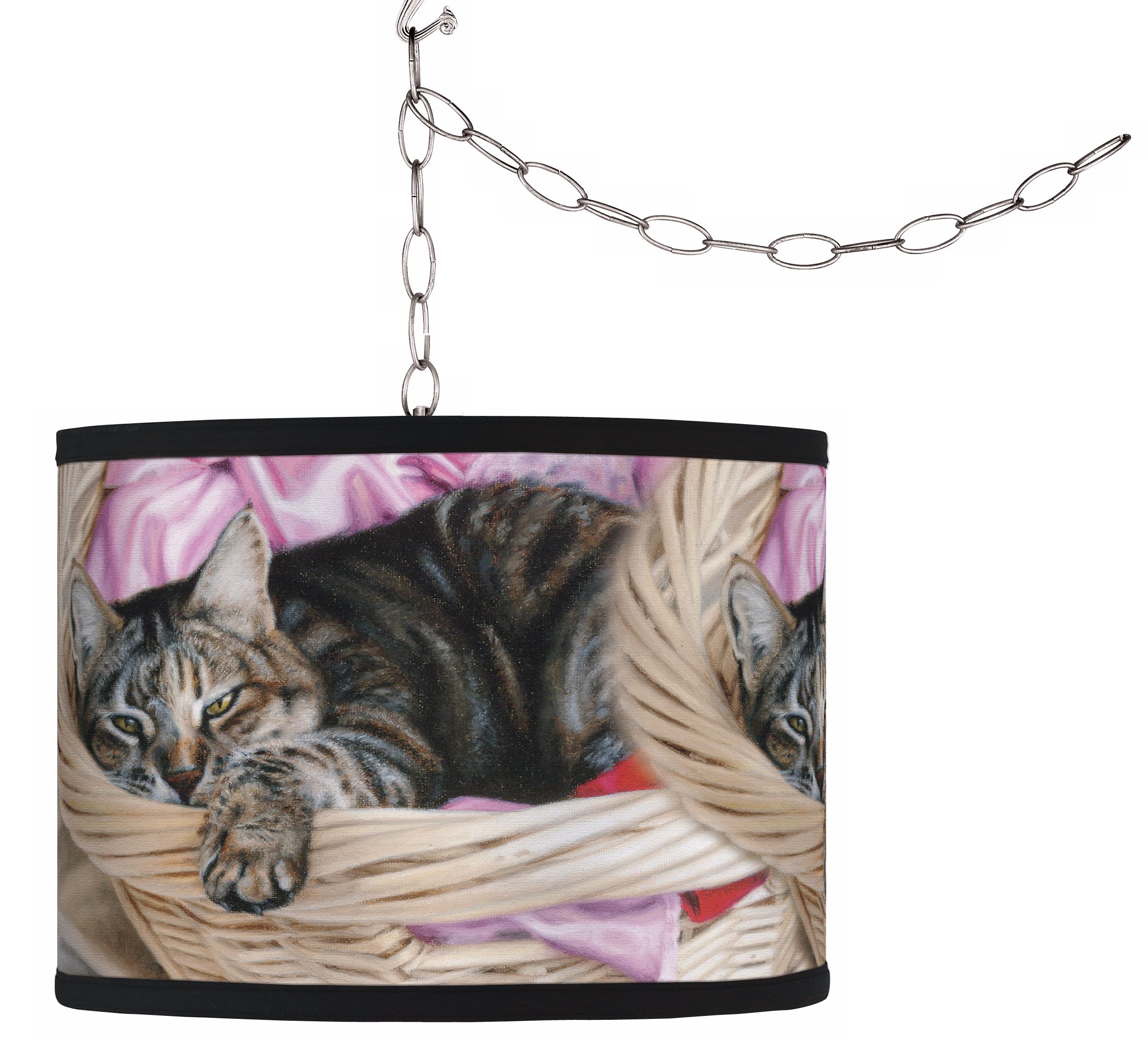 Swag Style Laundry Day Cat Giclee Plug-In Chandelier