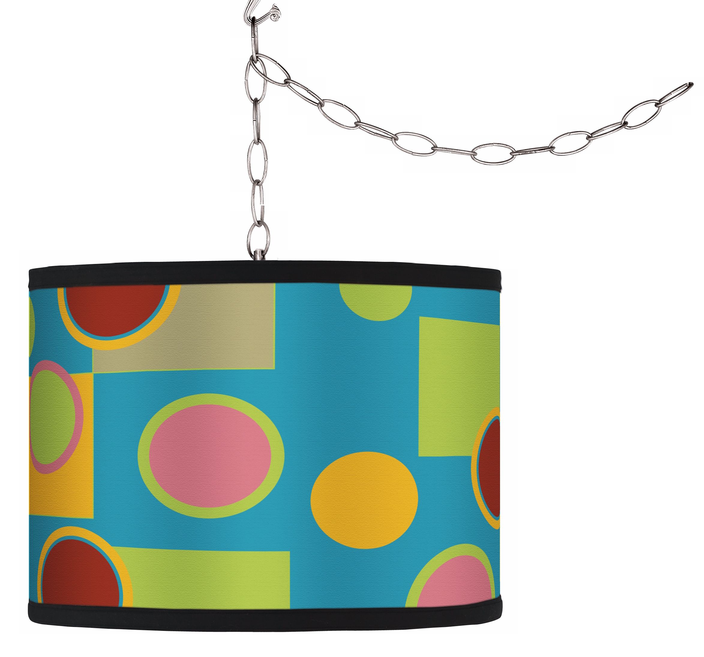 Swag Style Vibrant Retro Medley Shade Plug-In Chandelier