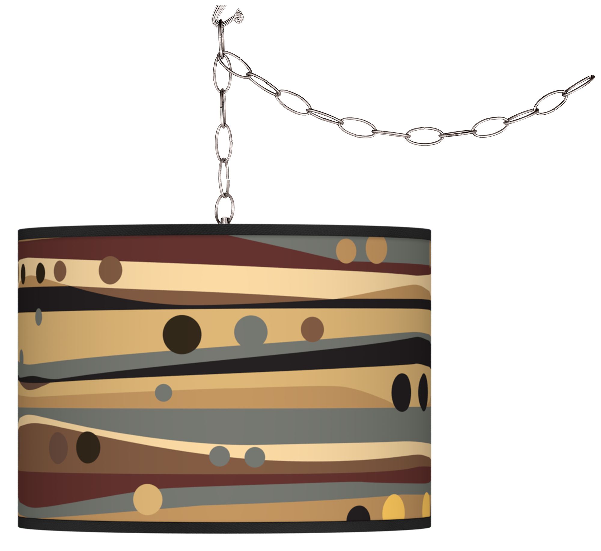 Swag Style Natural Dots & Waves Shade Plug-In Chandelier
