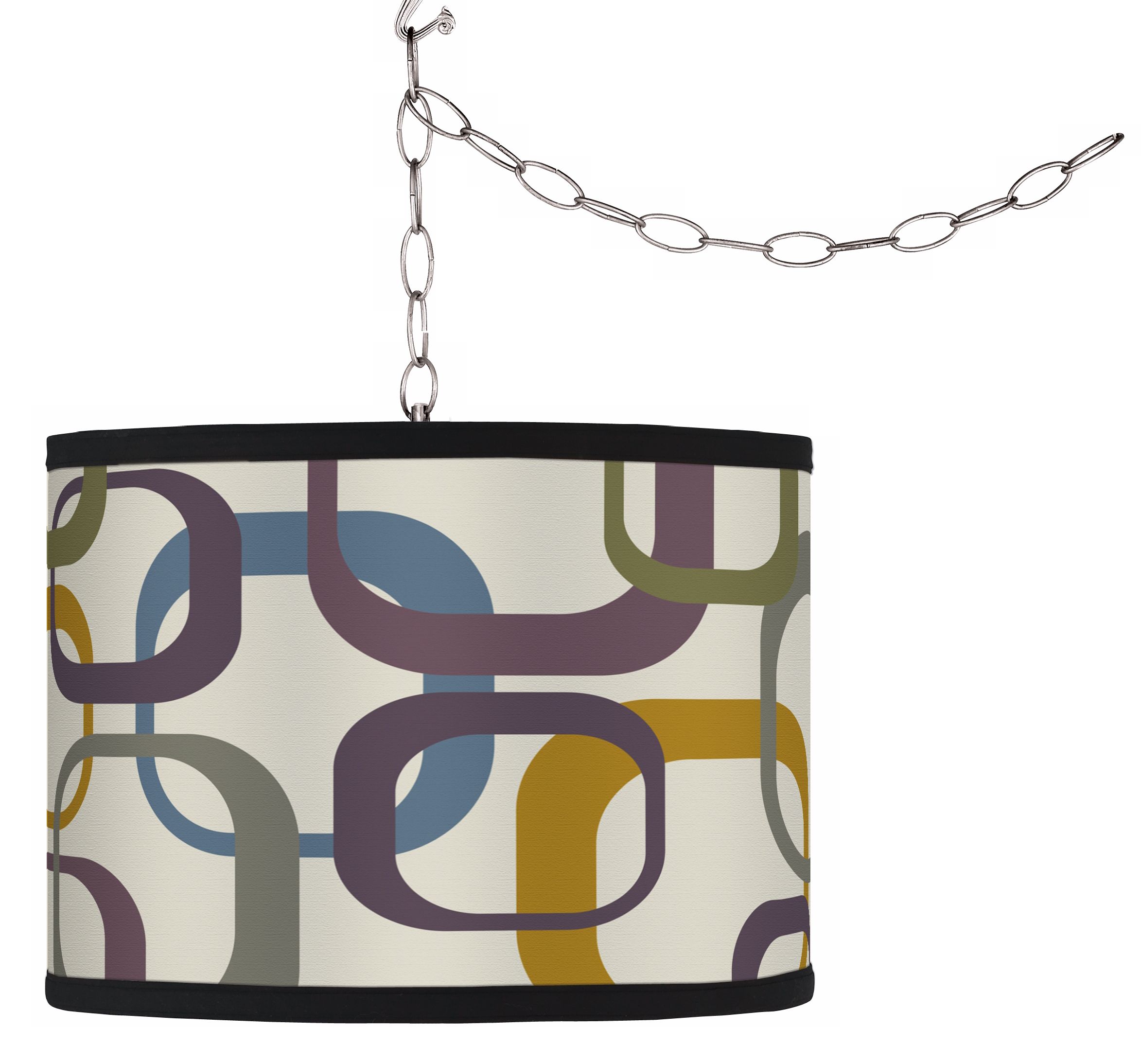 Swag Style Lithic Square Scramble Shade Plug-In Chandelier