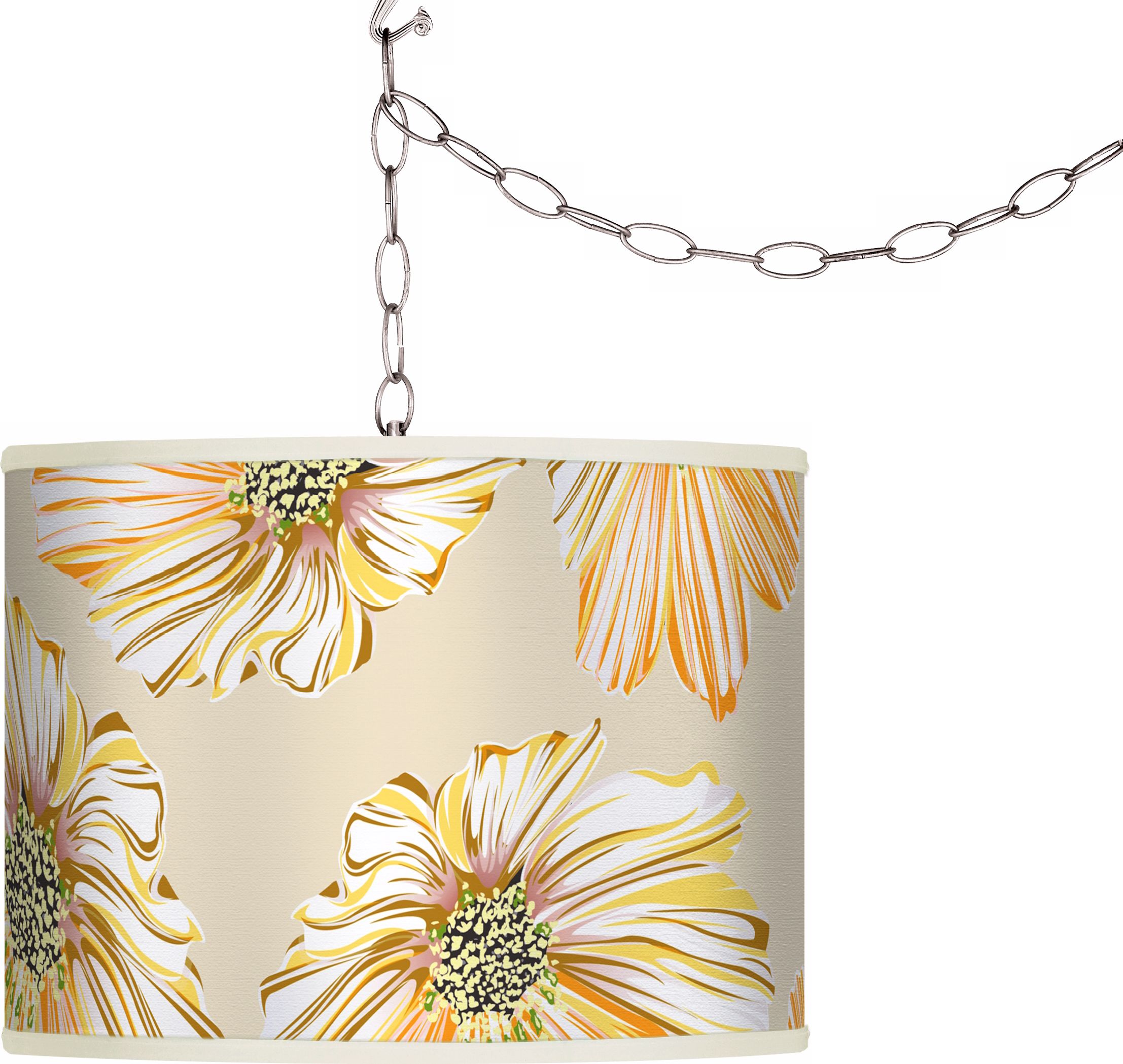 Floral Sunshine Giclee Plug-In Swag Chandelier