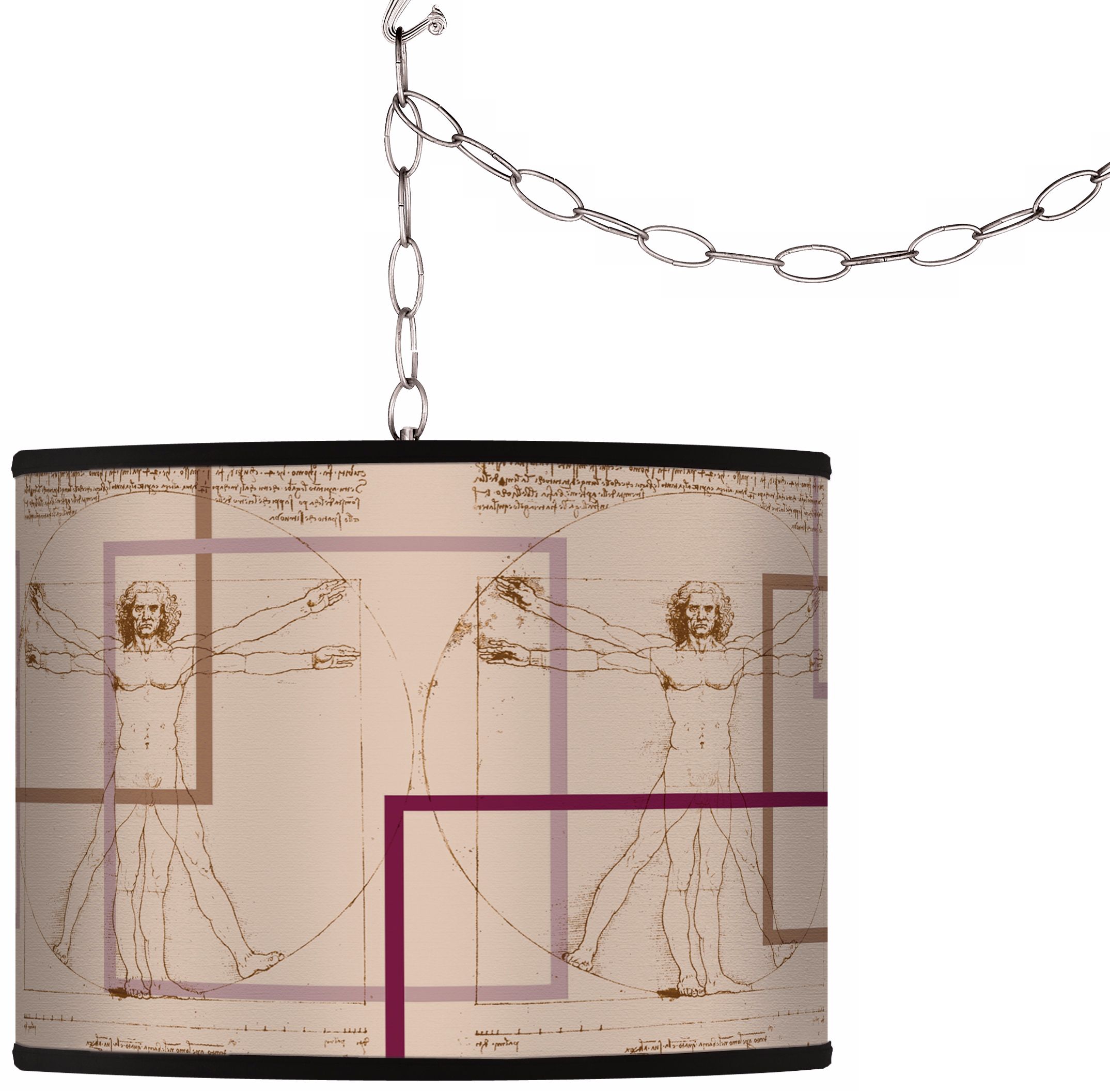 Proportions of Man Giclee Swag Style Plug-In Chandelier