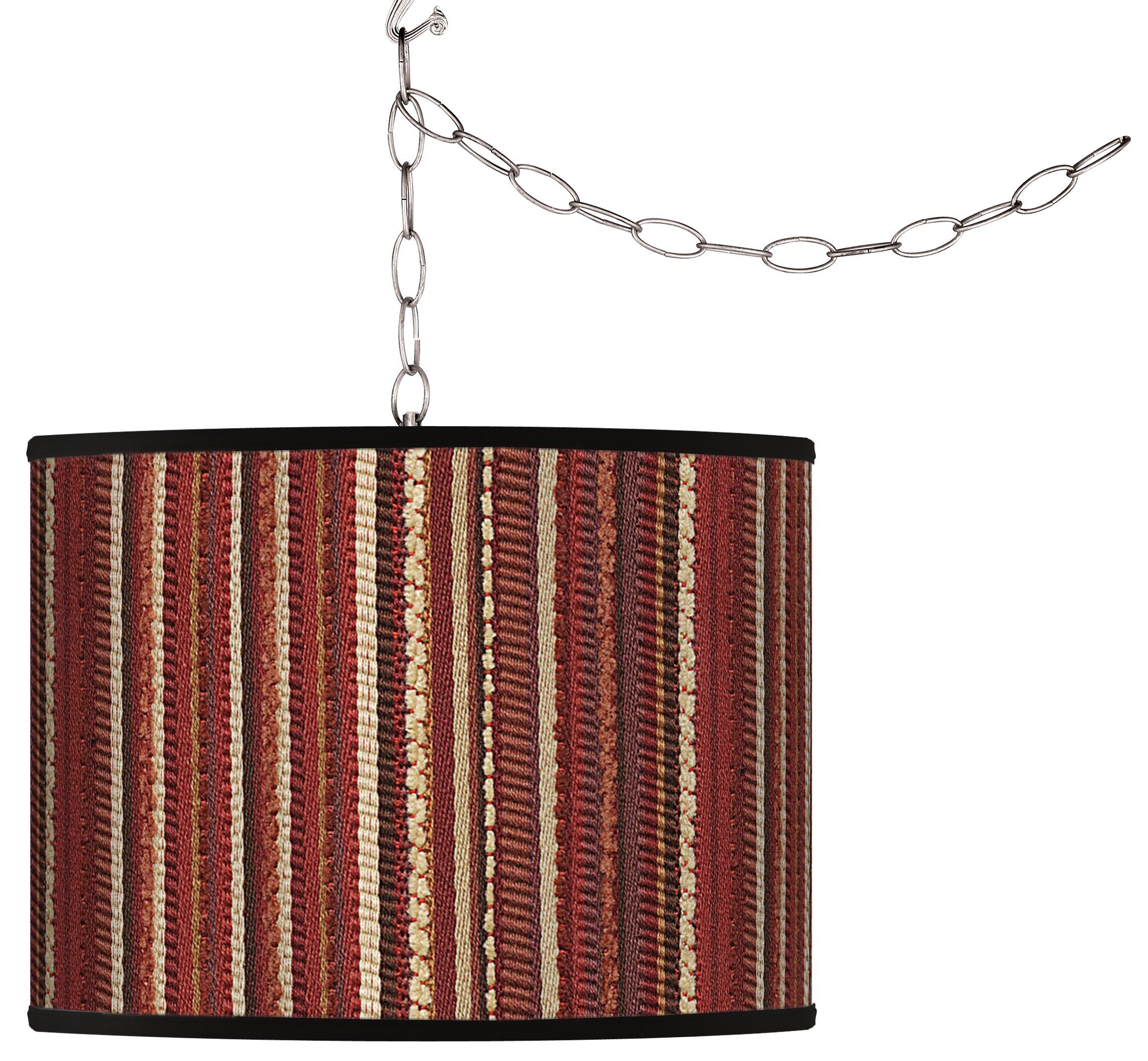Woven Giclee Swag Style Plug-In Chandelier