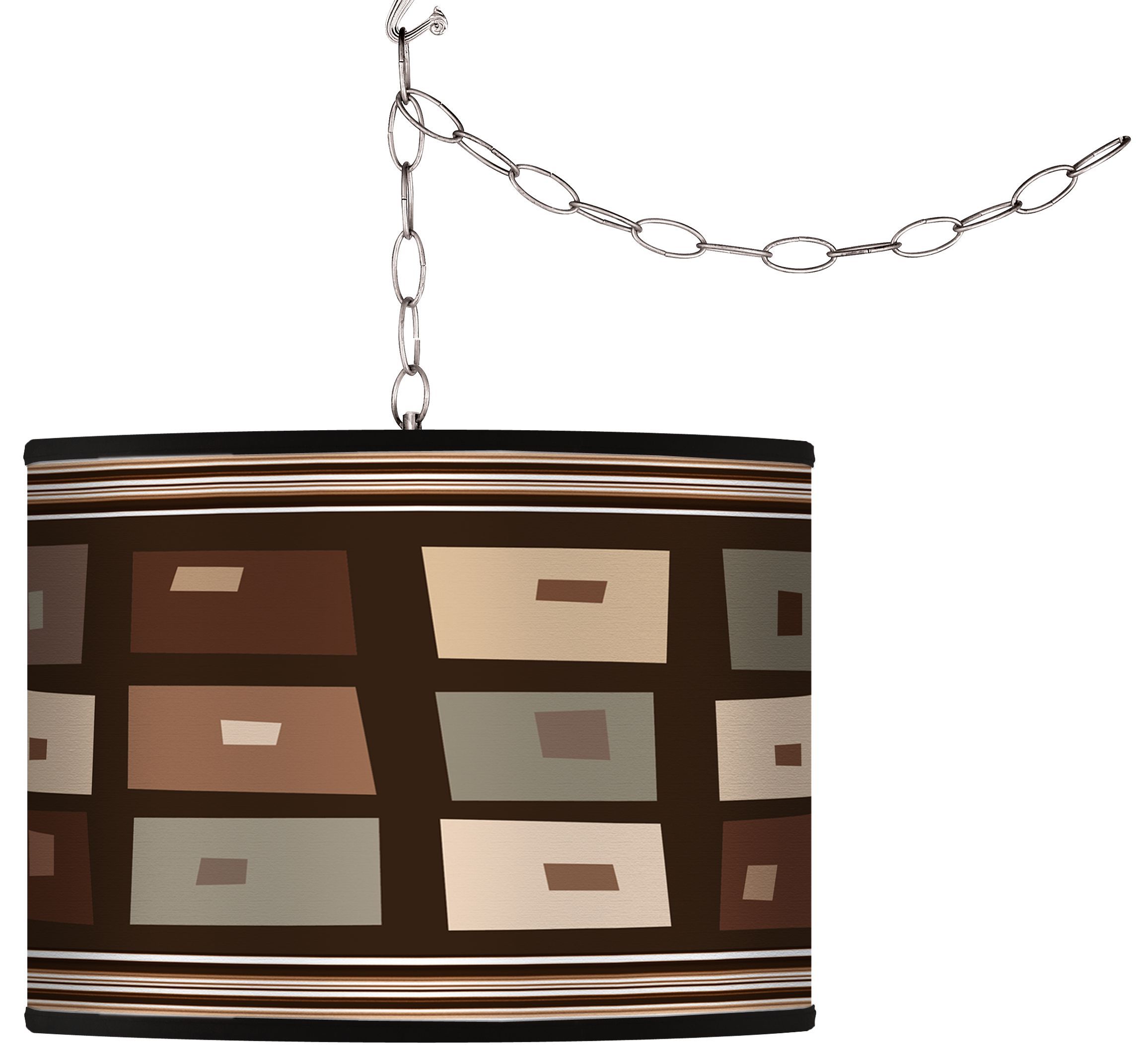Retro Rectangles Giclee Swag Style Plug-In Chandelier