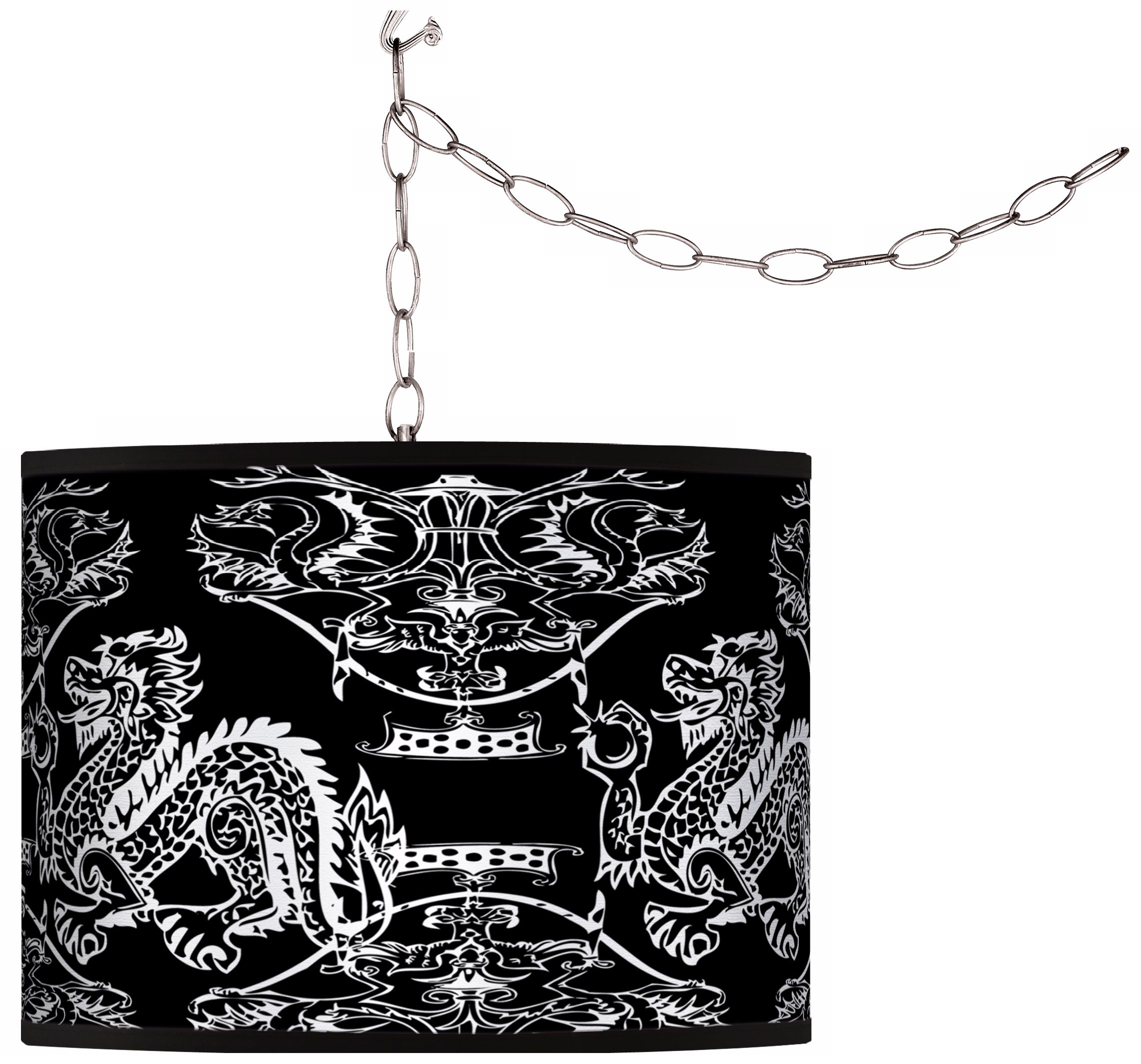 Swag Style Dragons Shade Plug-In Chandelier