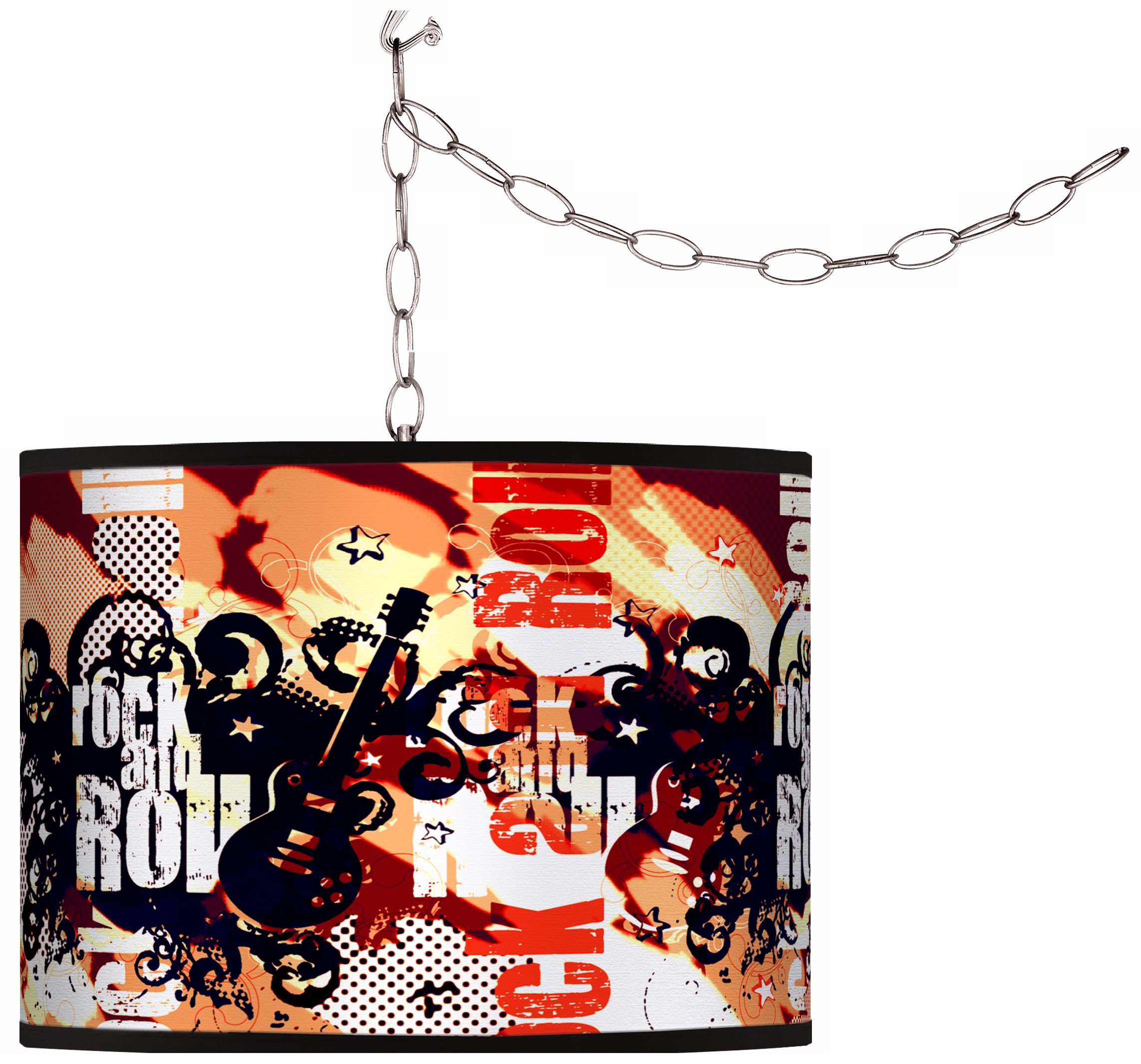 Swag Style Rock and Roll Shade Plug-In Chandelier