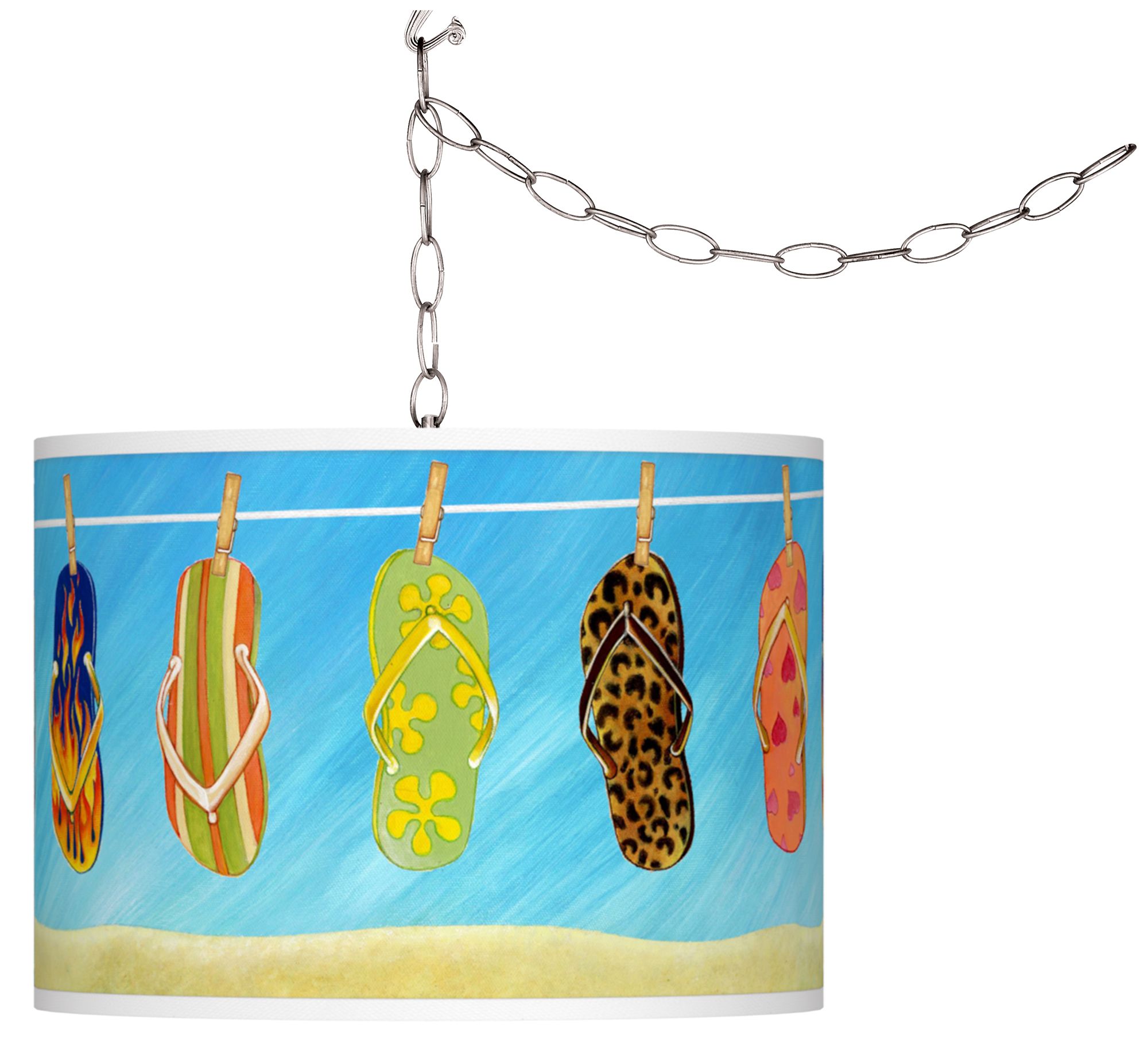 Summer Flip-Flops Swag Style Plug-In Chandelier