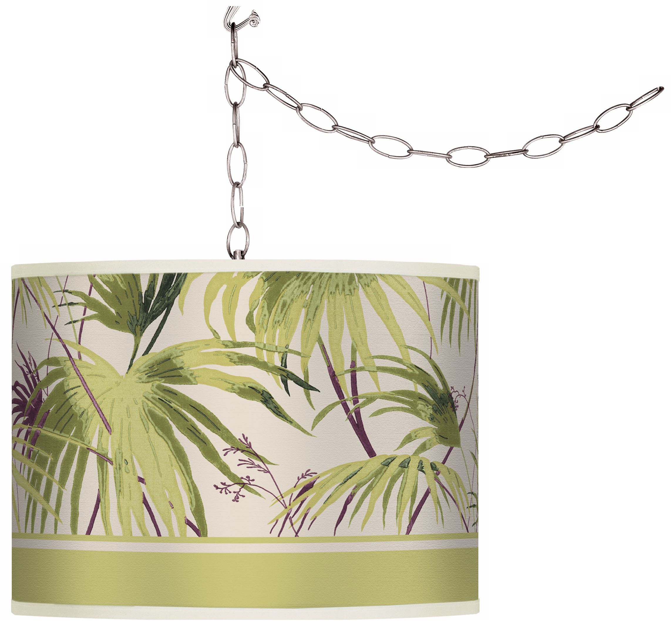 Swag Style Palm Breeze Shade Plug-In Chandelier